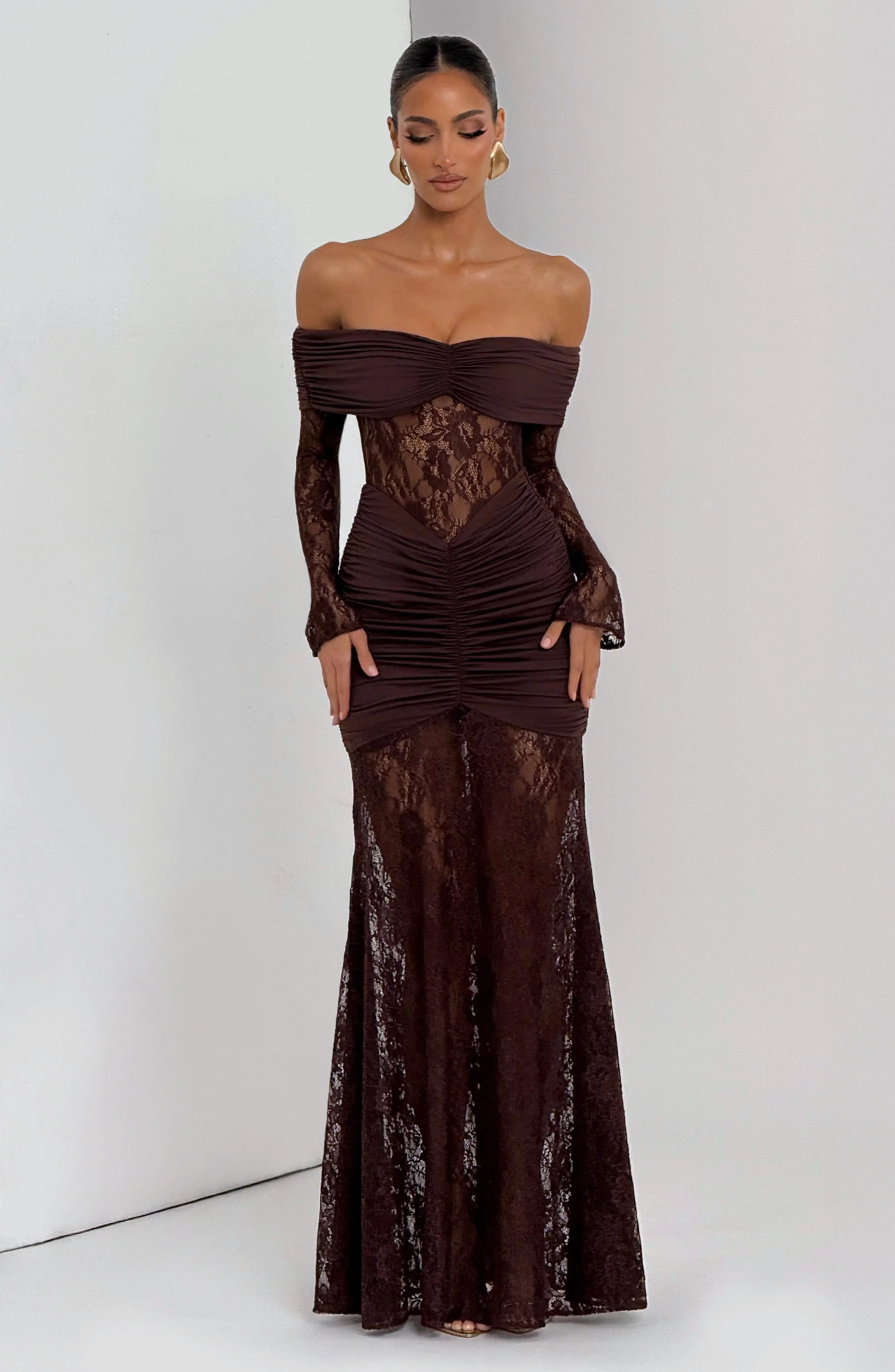Sauline Maxi Dress - Plum Brown