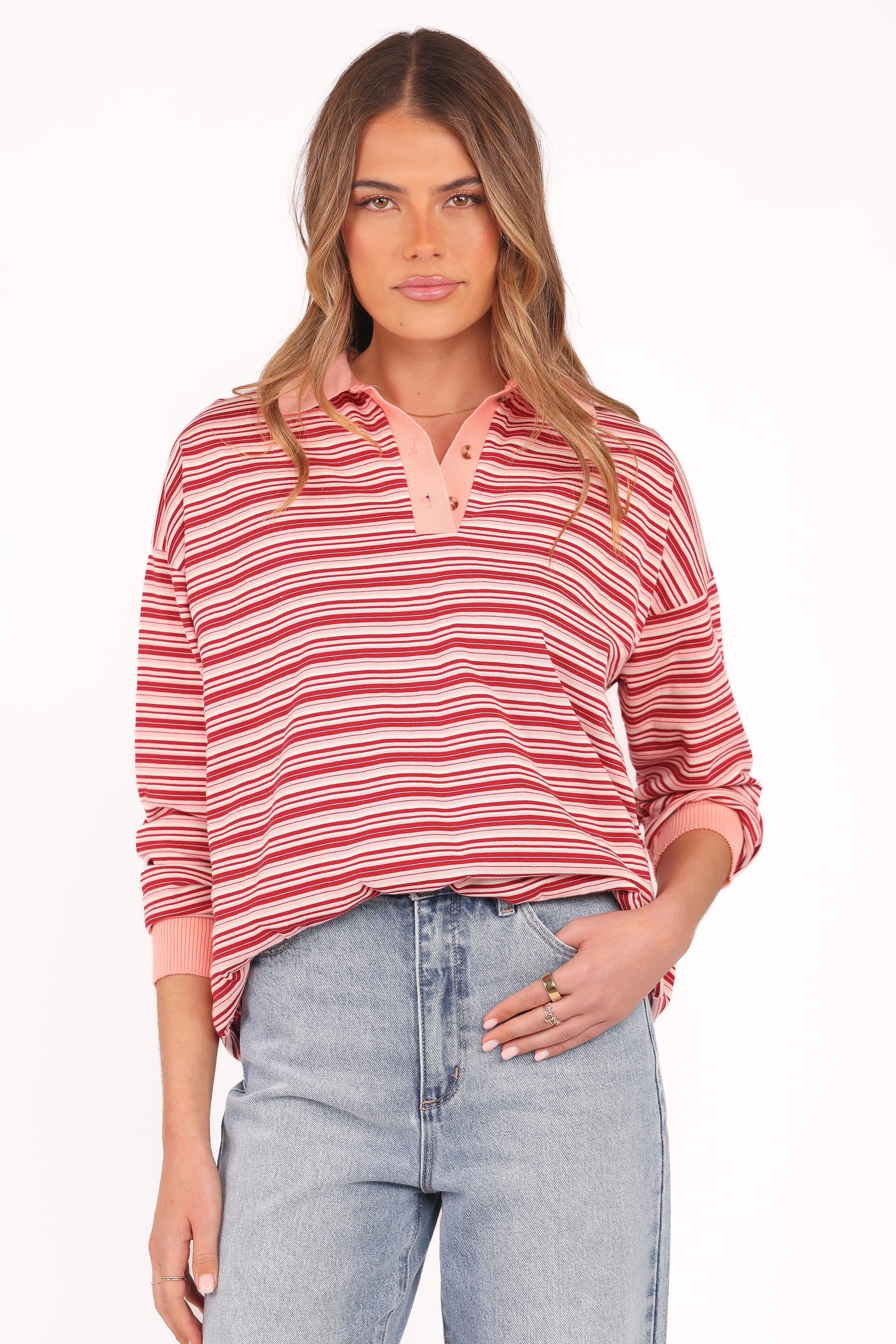 Beau Long Sleeve Jersey Top - Pink Stripe