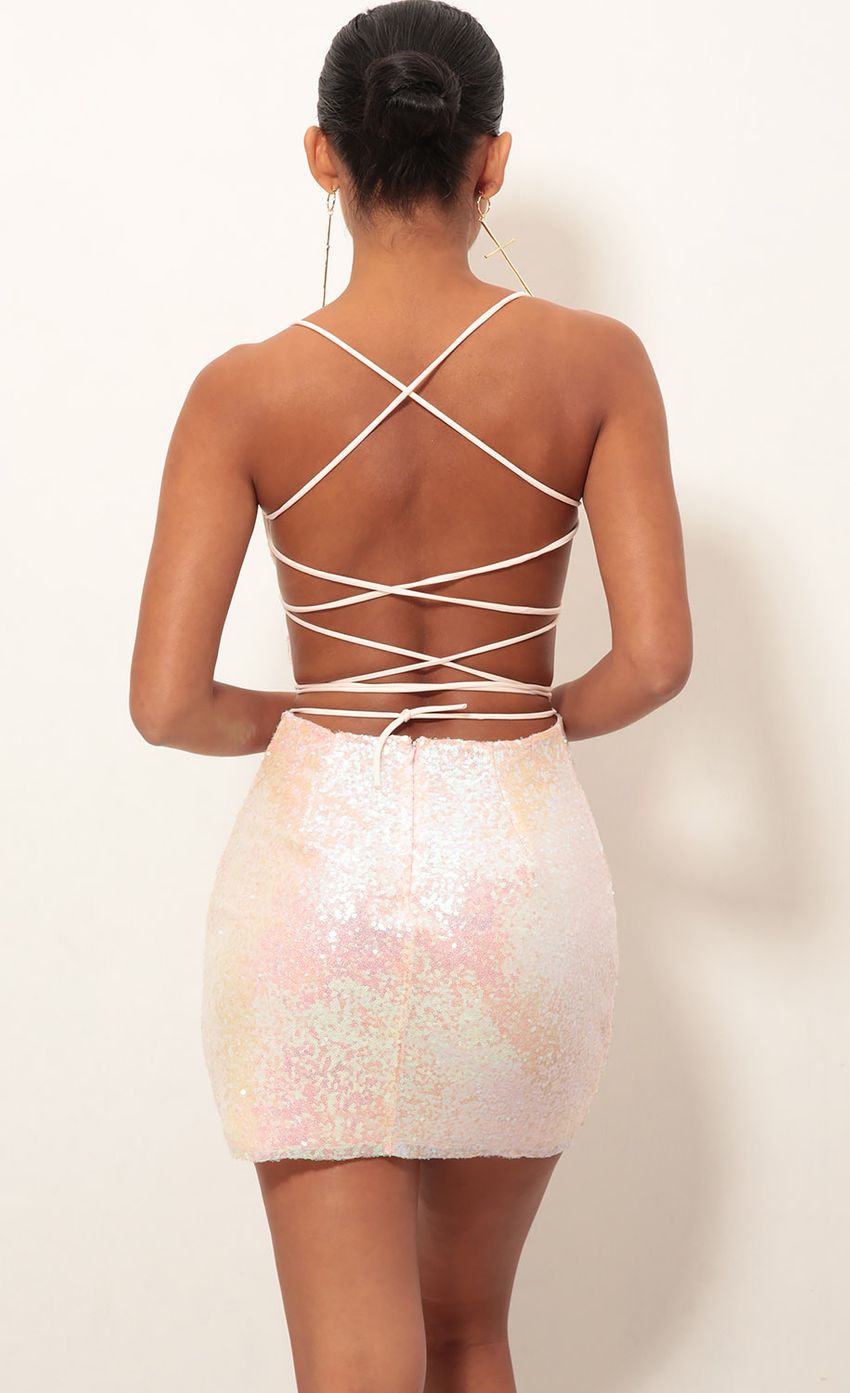 Sequin Dress in Pink Iridescent