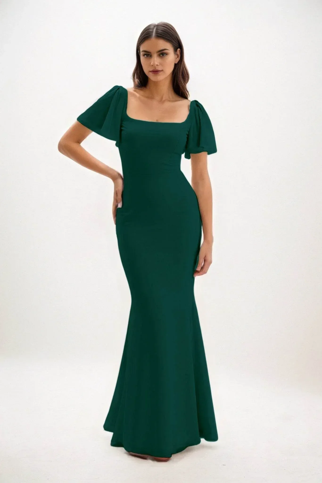 Sheath-Column Maxi Chiffon Bridesmaid Dress CB0813