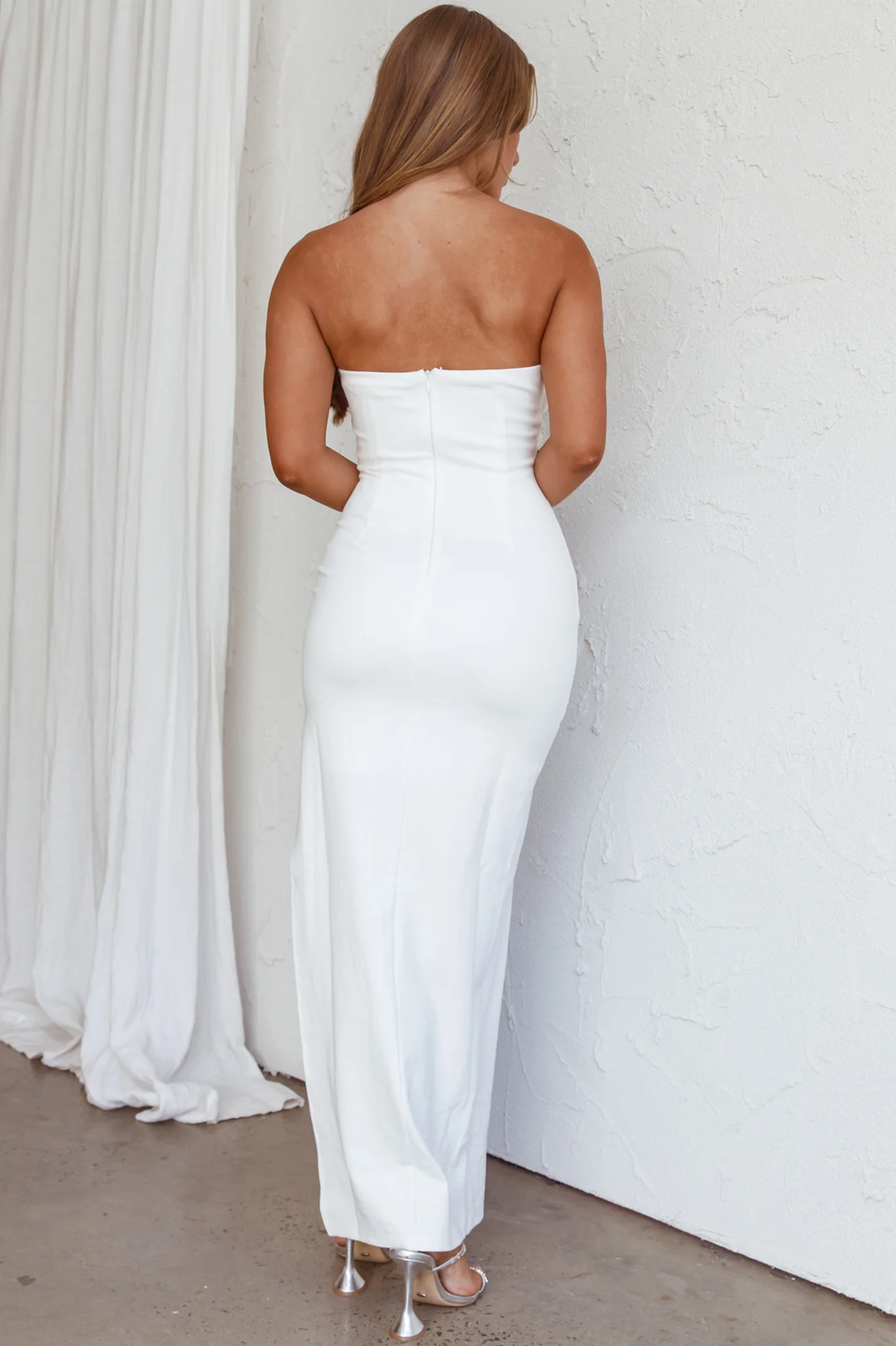 Mykonos Nights Strapless Maxi Dress White