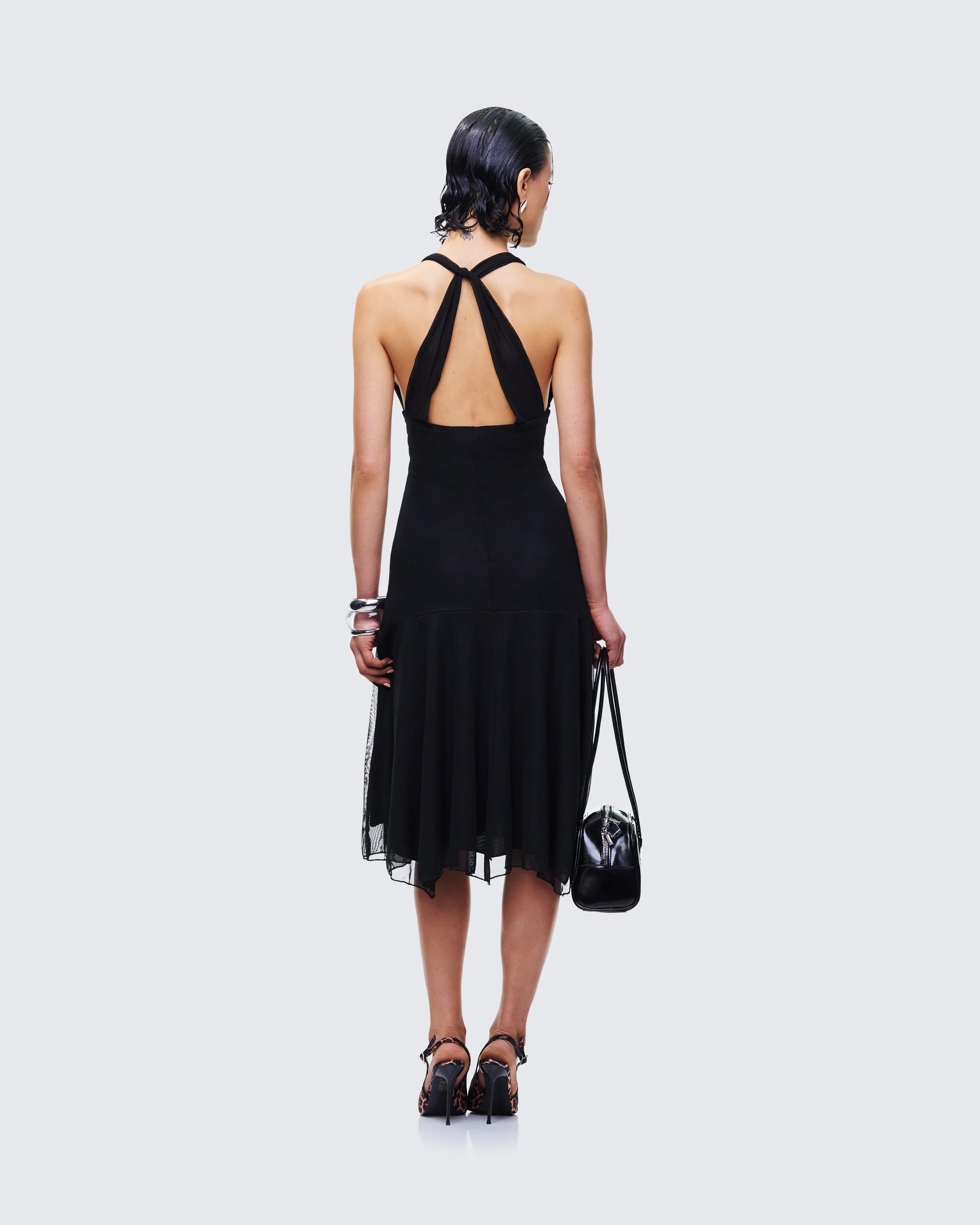 Siris Black Mesh Maxi Dress