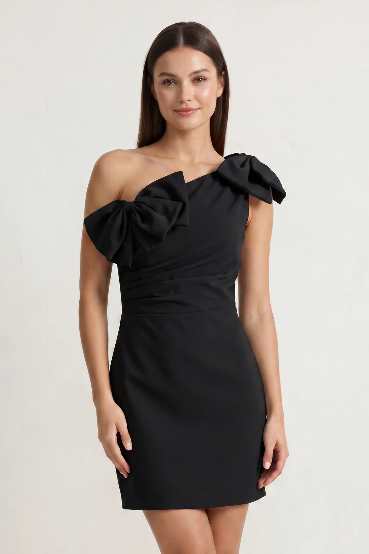 Hot Pink One Shoulder Sheath Homecoming Dress with Bows