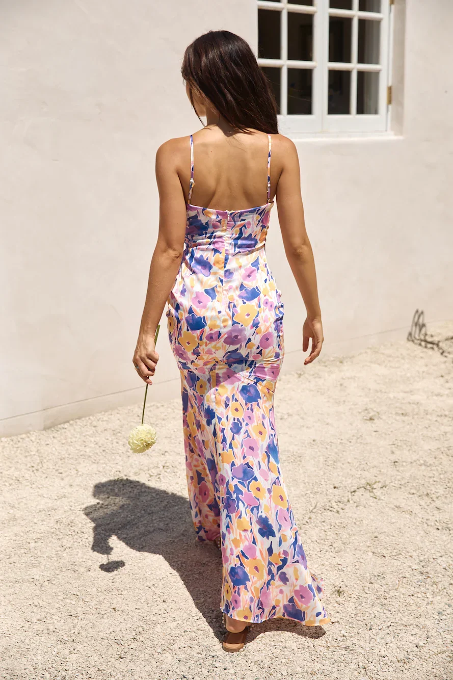 On Your Wishlist Satin Maxi Dress Multi
