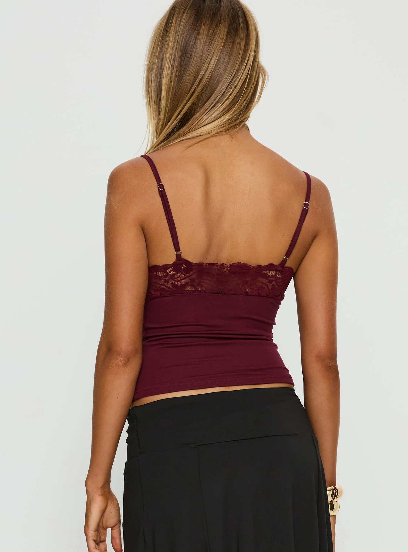 Rhiara Lace Trim Top Cherry
