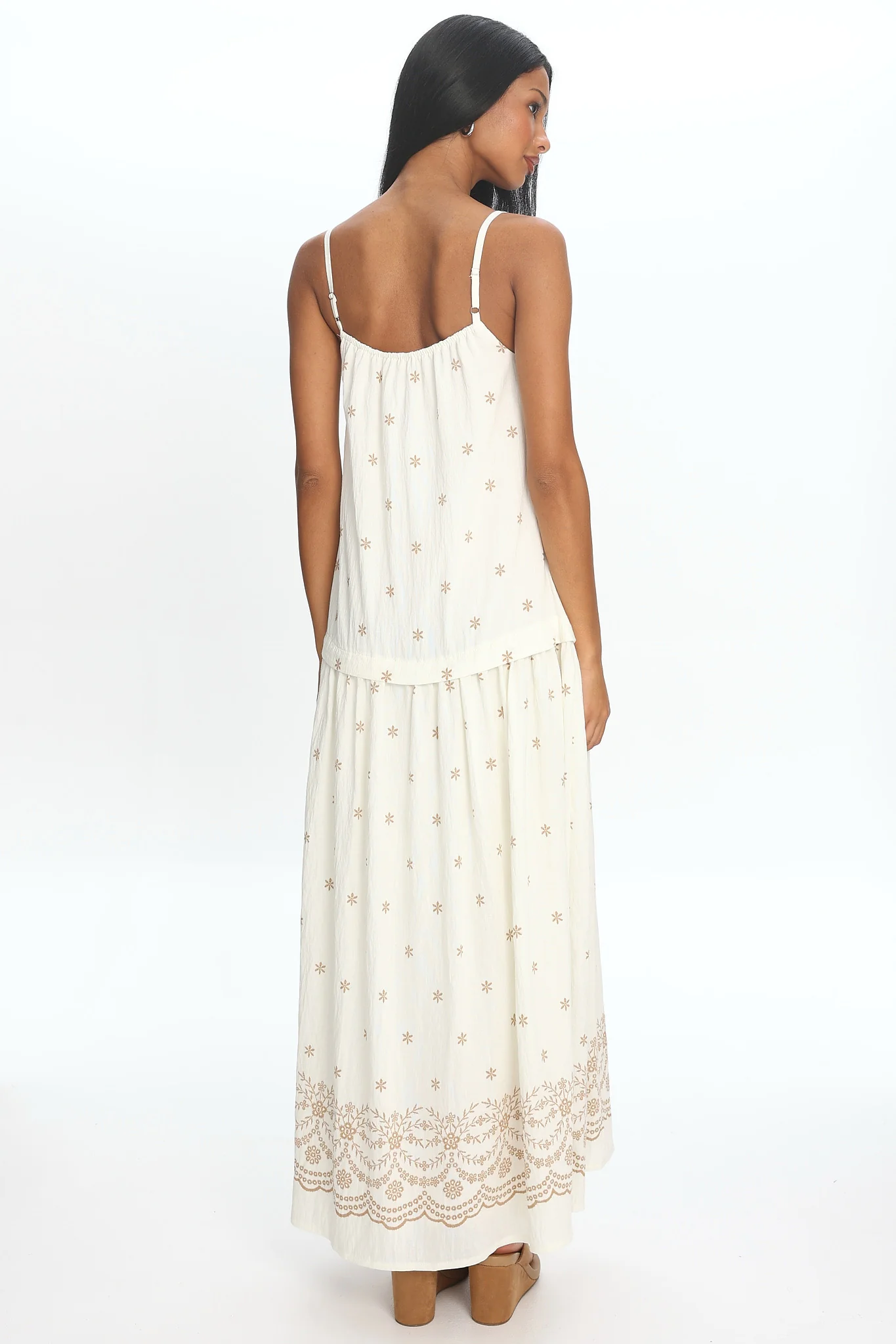 Adella Drop Waist Maxi Dress Beige - luluinthesky