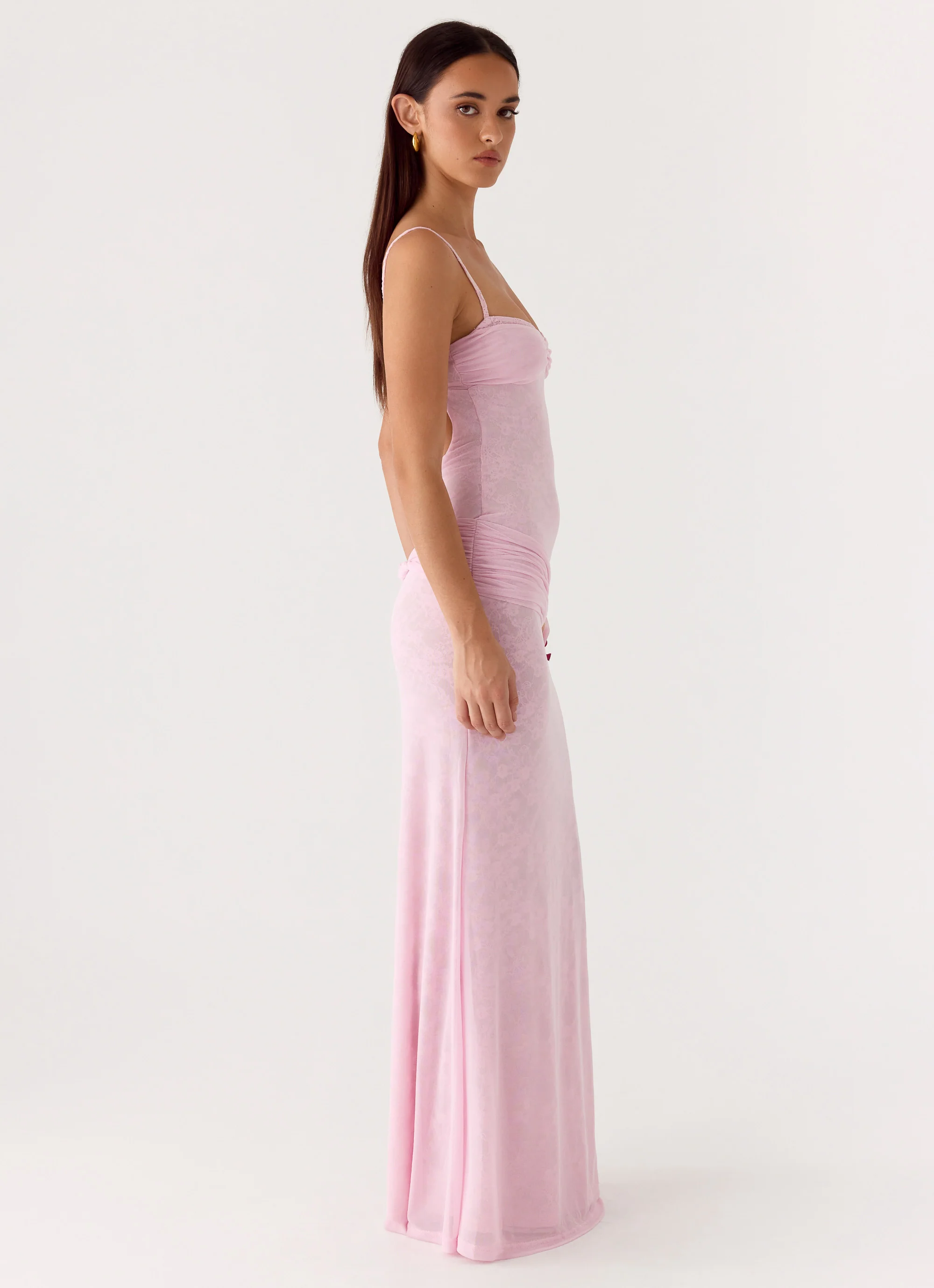 Natty Lace Mesh Maxi Dress - Petal Pink