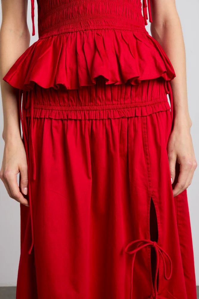 charlotte midi tie detail skirt - cherry - luluinthesky