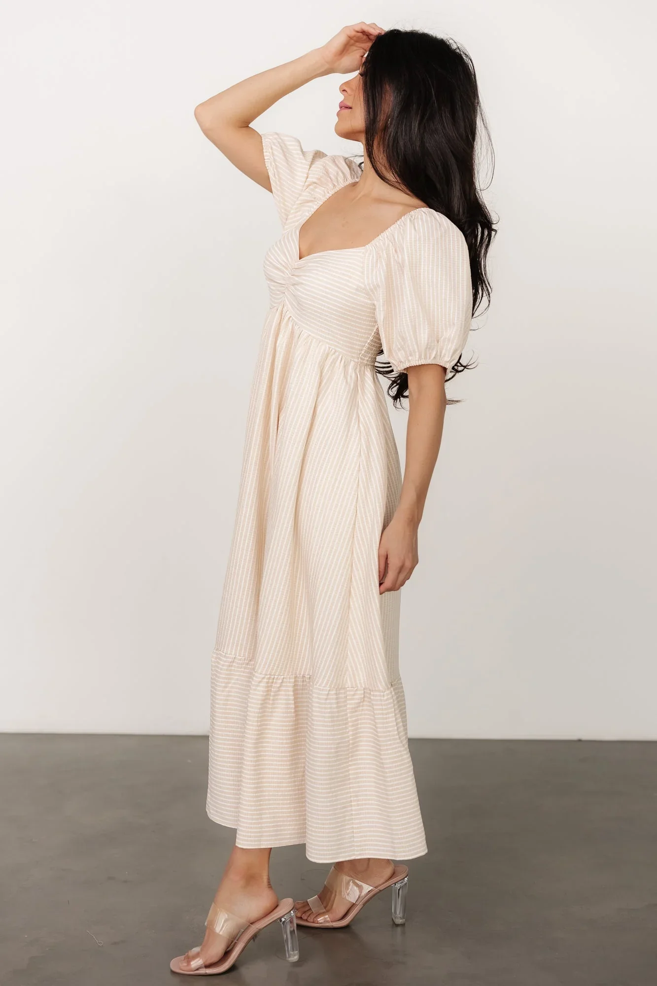 Poppy Midi Dress | Natural + Off White