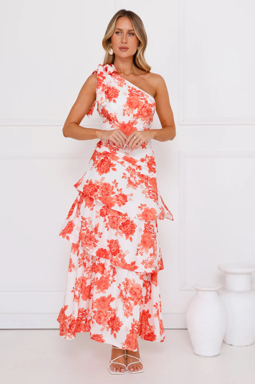 Kehlani One Shoulder Maxi Dress Orange - luluinthesky