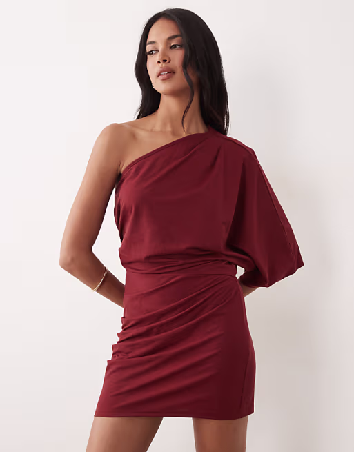 linen look jersey mini dress in rust