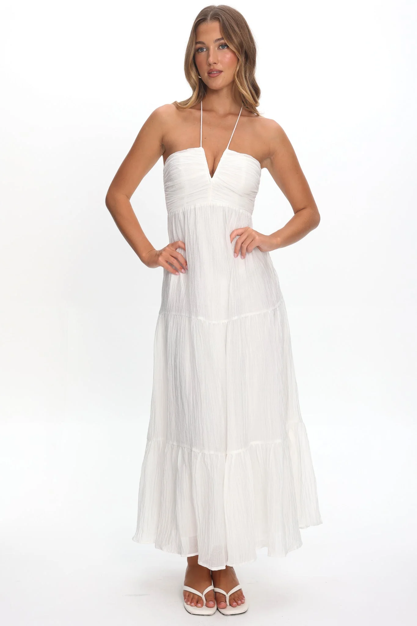 Dorelle V-Bust Halter Maxi Dress White