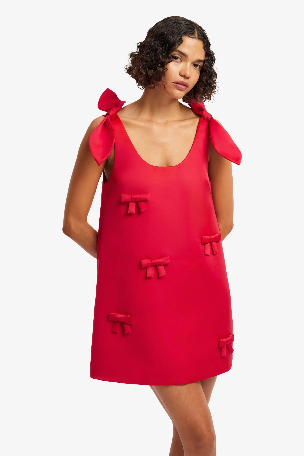 Harper Bow Mini Dress - Vermilion