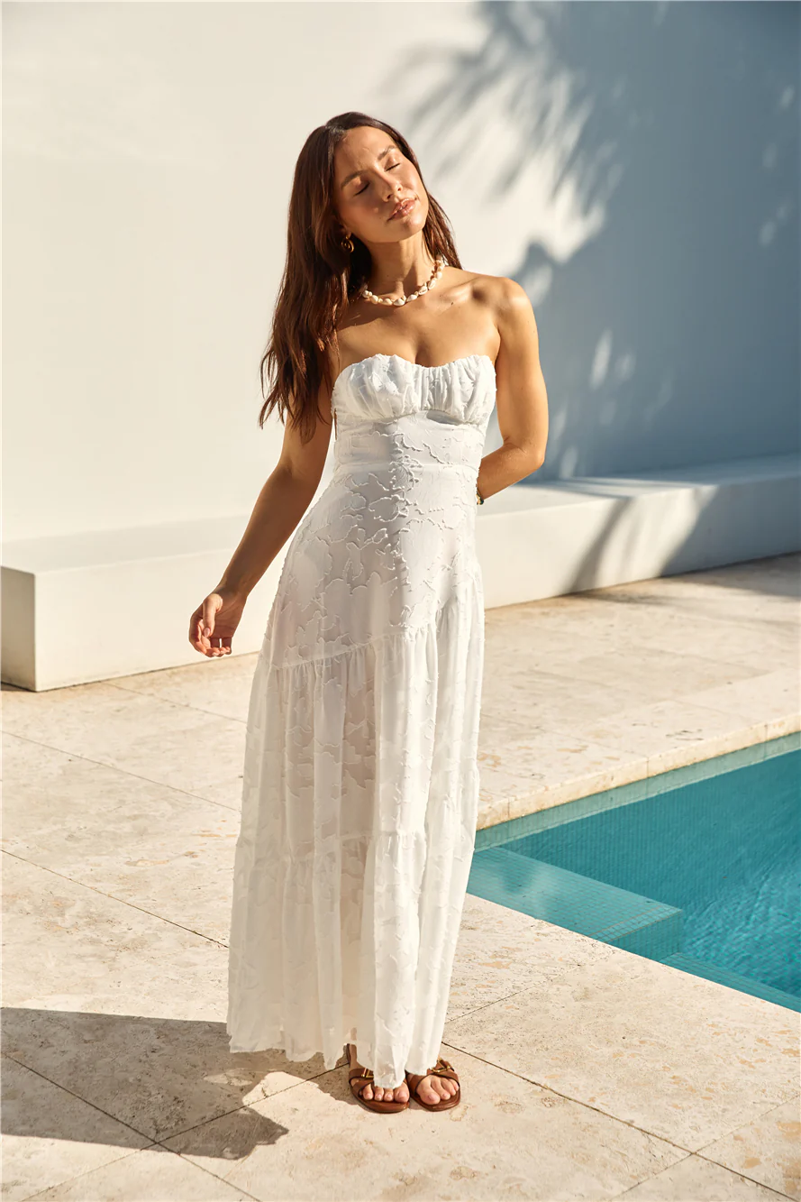 You and Me Strapless Maxi Dress White - luluinthesky