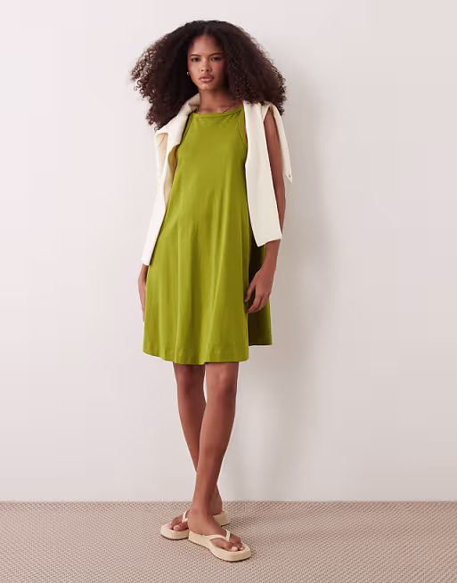 trapeze mini dress in olive