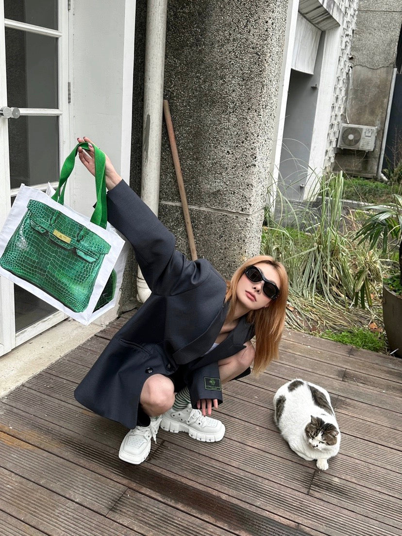 Grocery Bags Creative Parody Platinum Bag Print Woven Bag Full Take Down Birkin Fitness Casual Bag