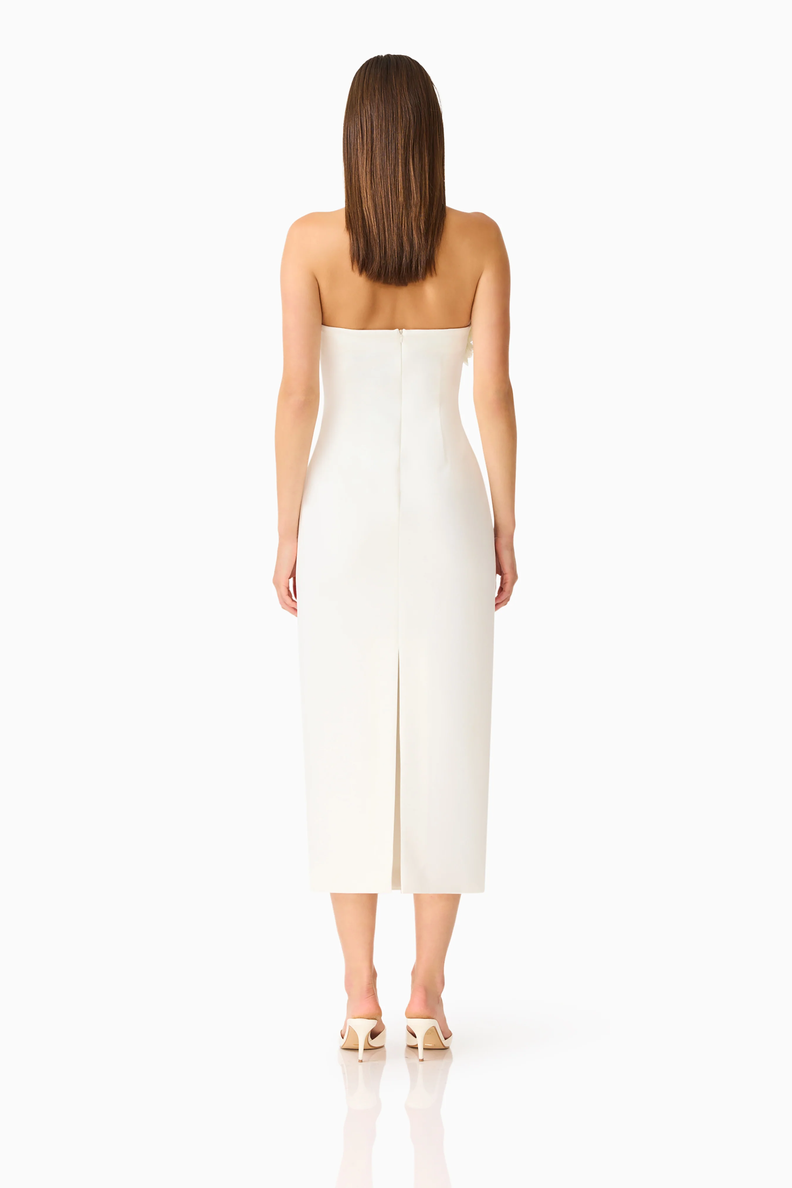 Solenne Column Midi Dress in White
