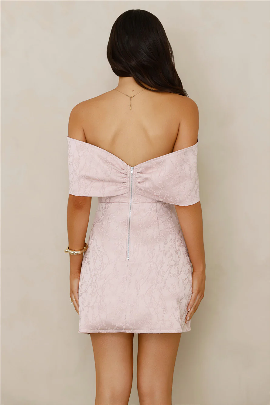 Slaying Softly Off Shoulder Mini Dress Pink