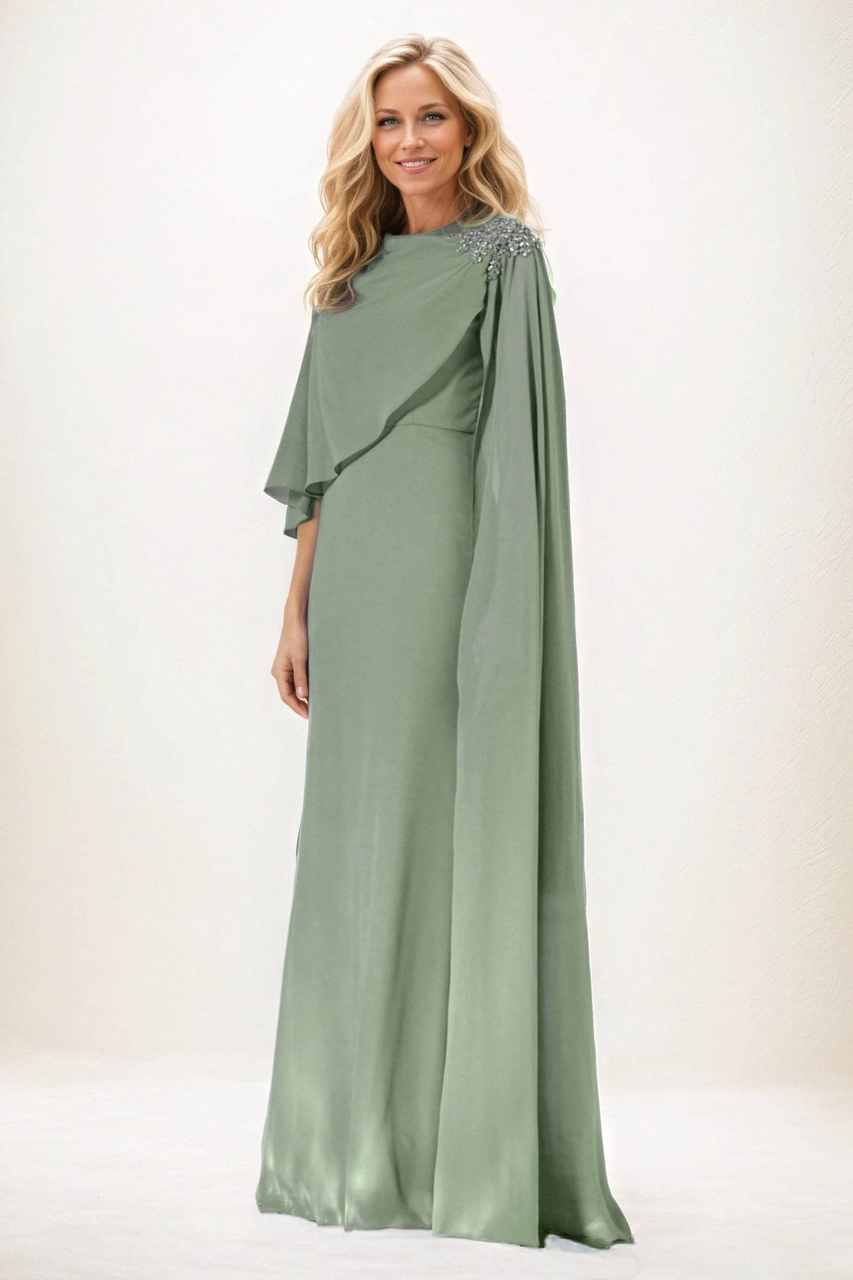 Sheath-Column Maxi Chiffon Mother of the Bride Dresses CM0388