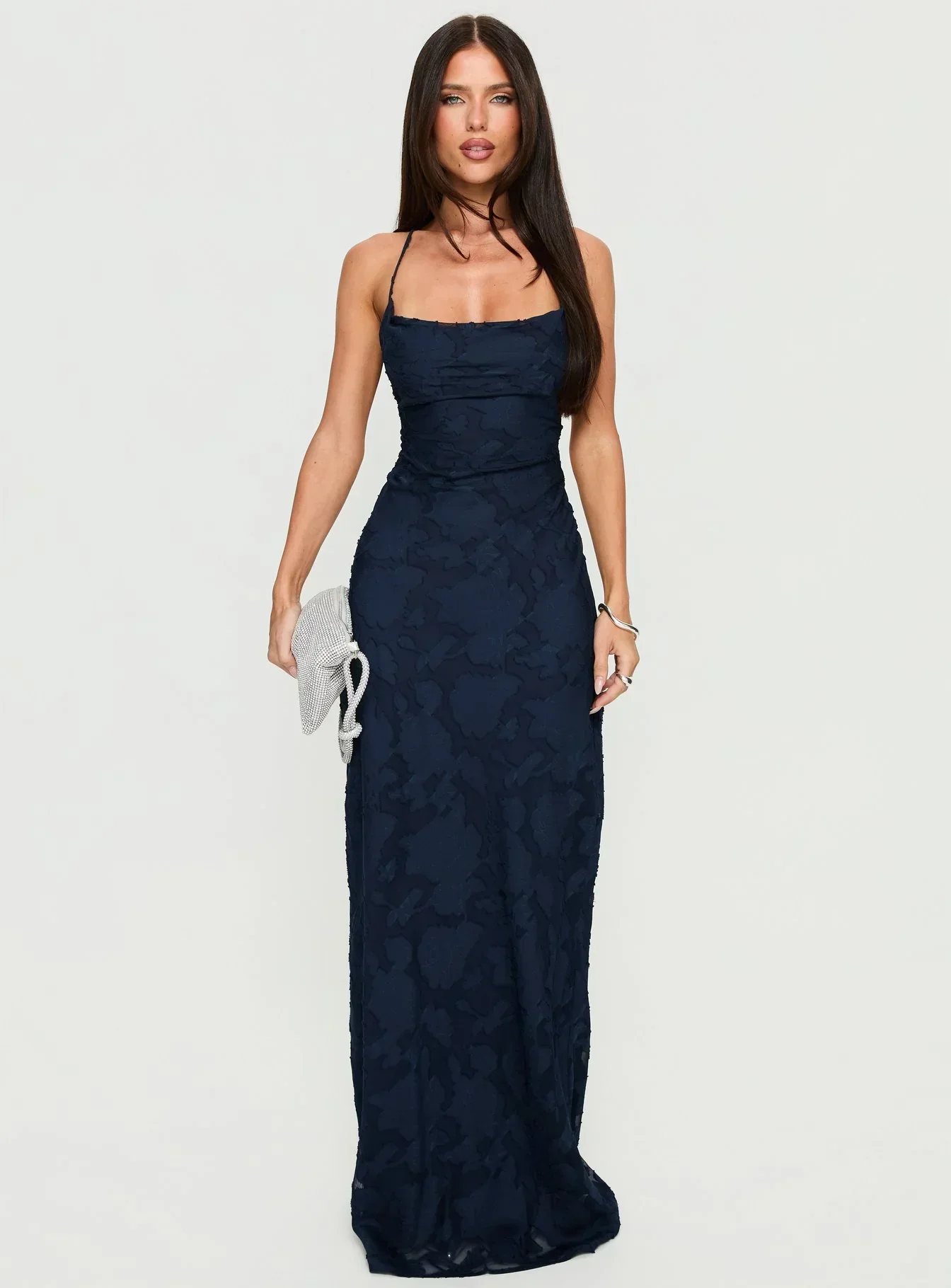 Celena Maxi Dress Navy Burnout - luluinthesky
