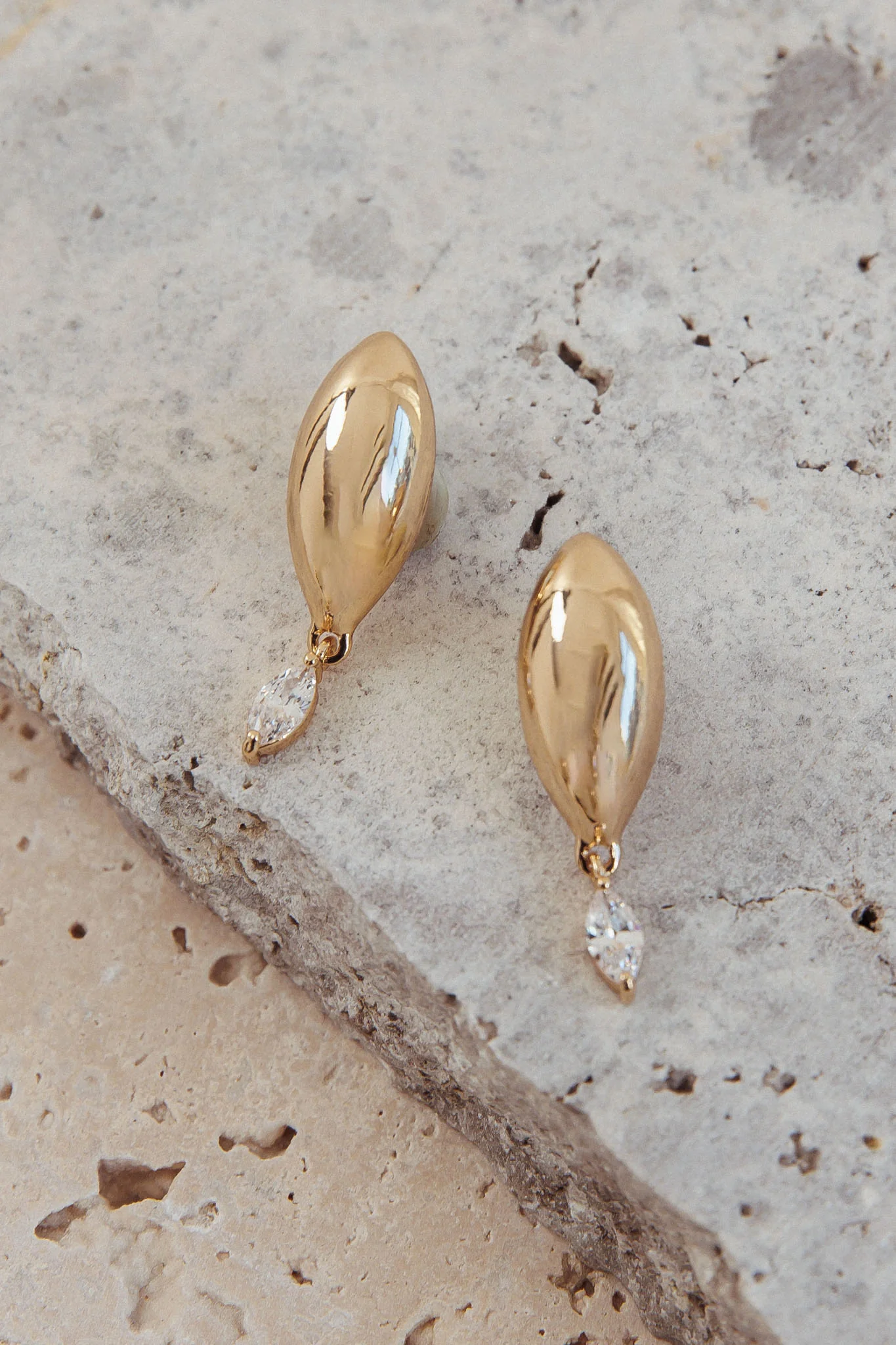 Tamieka Marquise Droplet Earrings Gold/Diamante