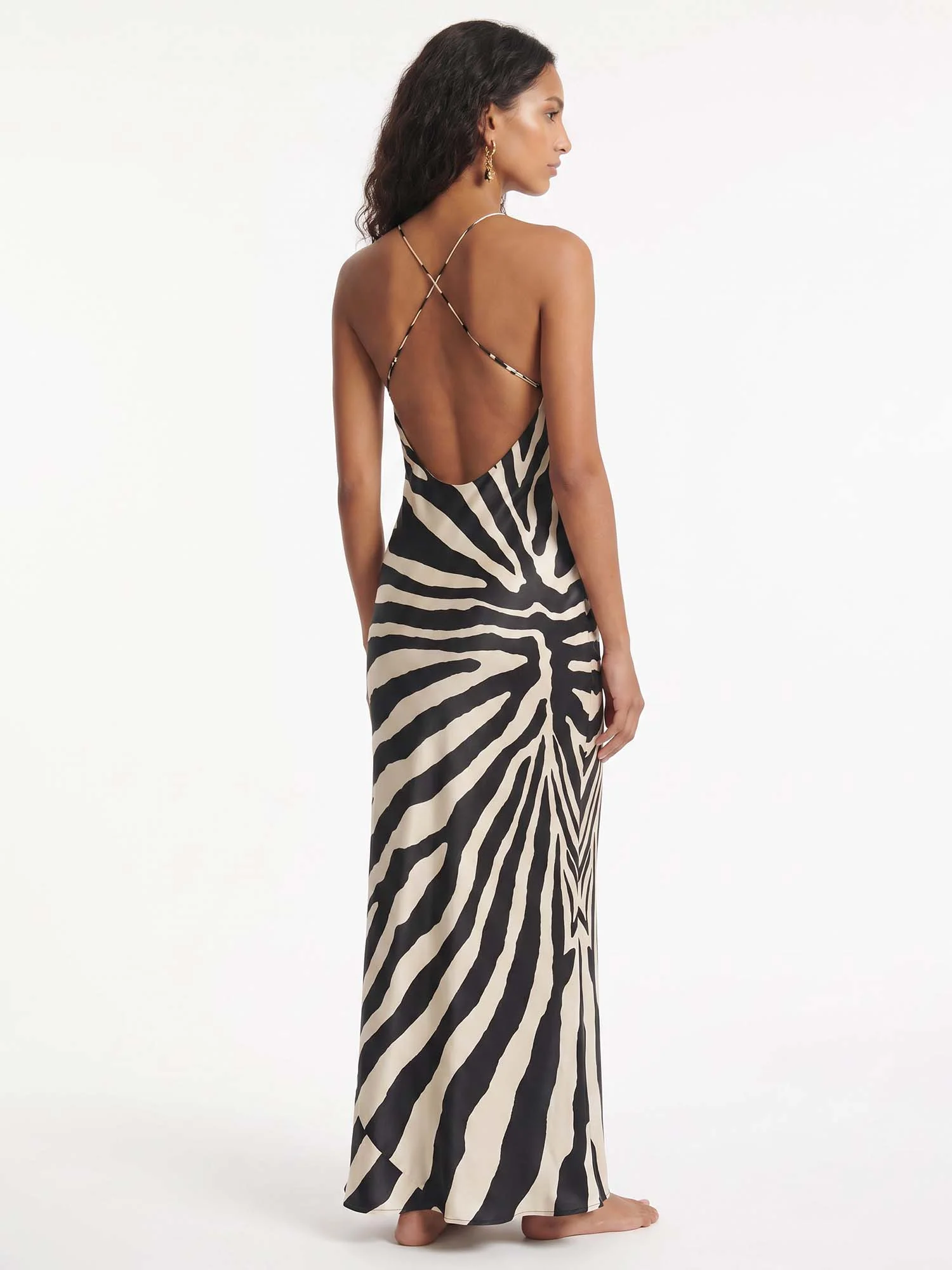 Zebra Print Slip Maxi Dress