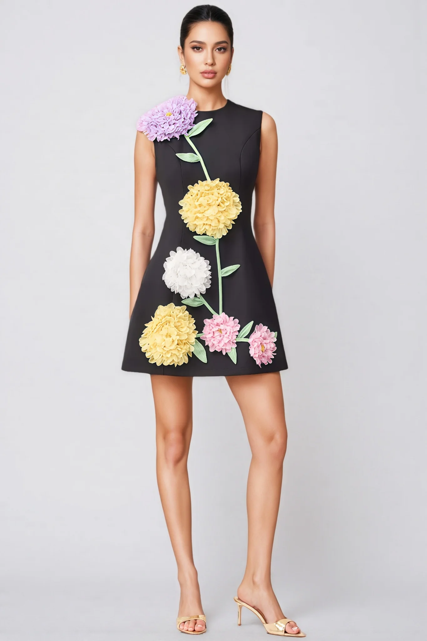 Codi Black Buttercup Embroidered Mini Dress - luluinthesky