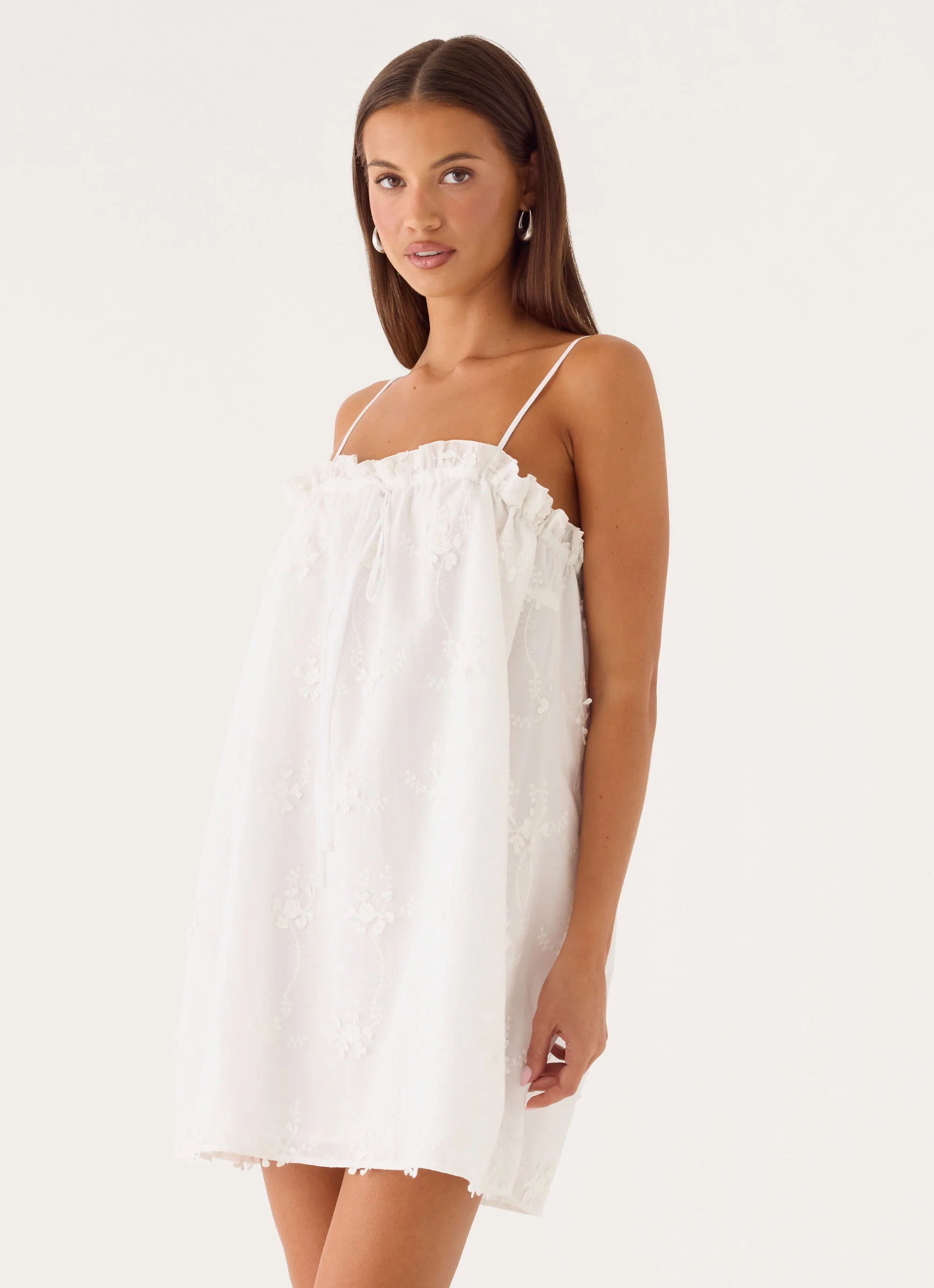 Mianna Cotton Mini Dress - White - luluinthesky