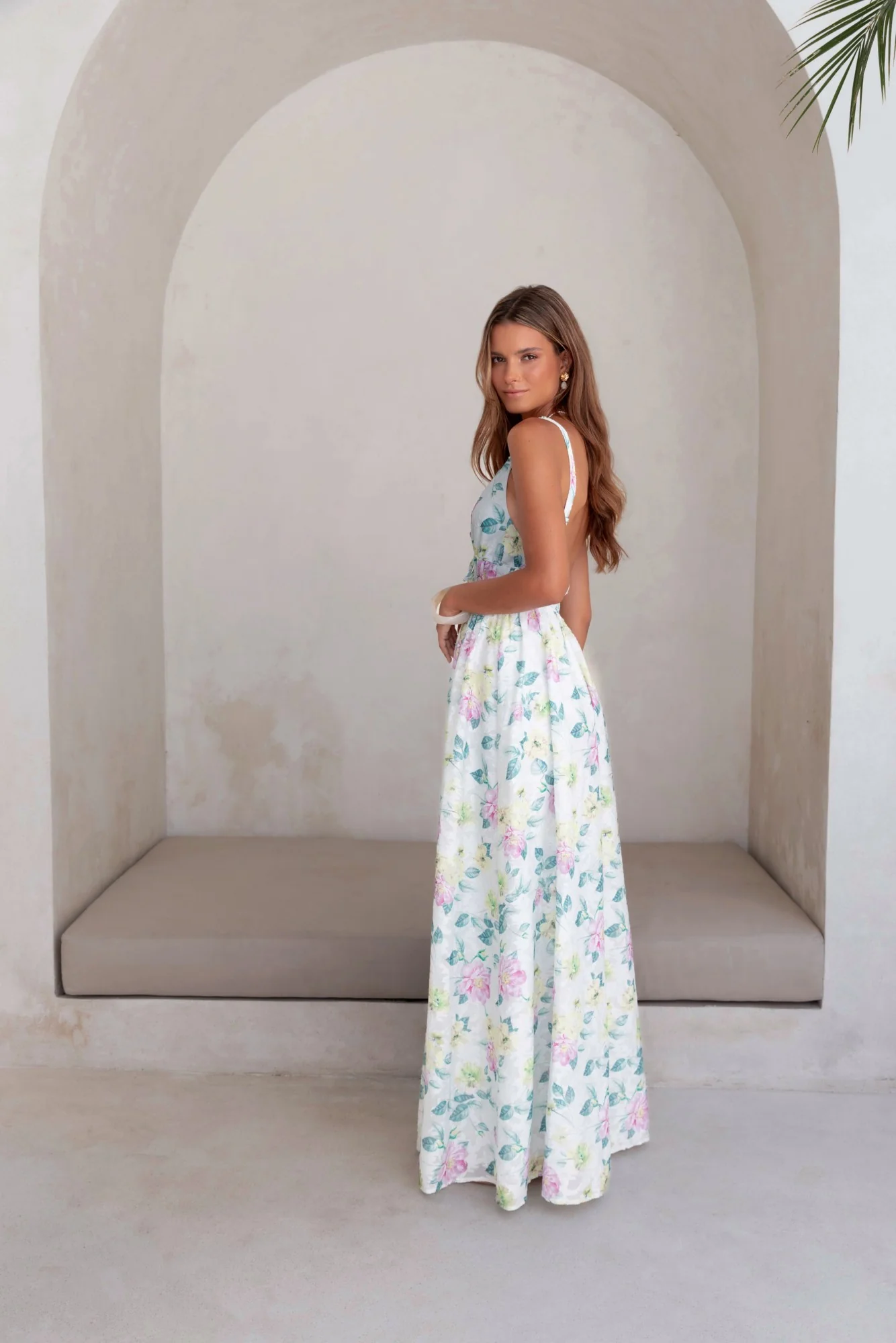 Peach Passion Maxi Dress White