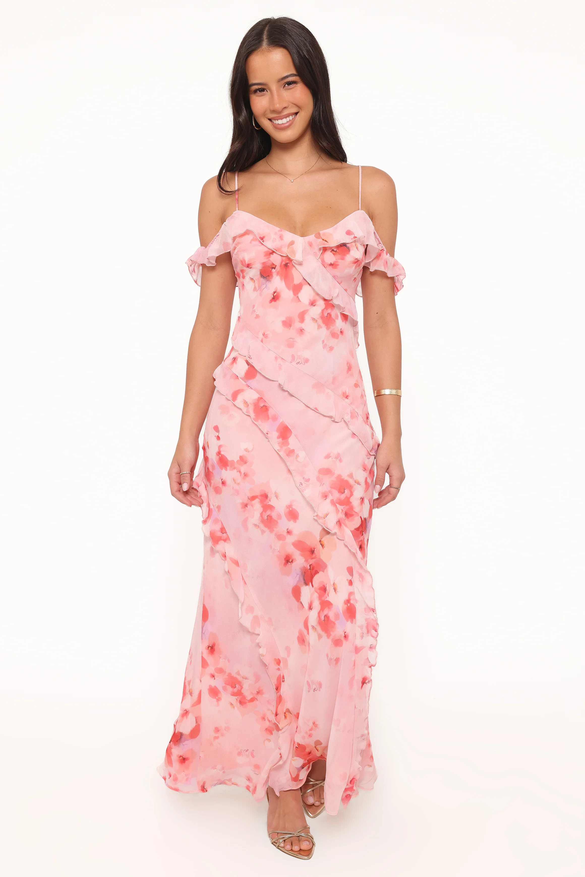 Alexia Off Shoulder Maxi Dress - Pink Floral