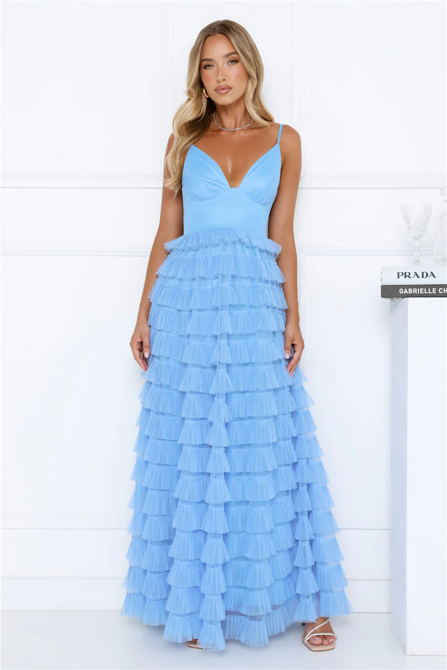 Outfit Highlight Tulle Maxi Dress Blue