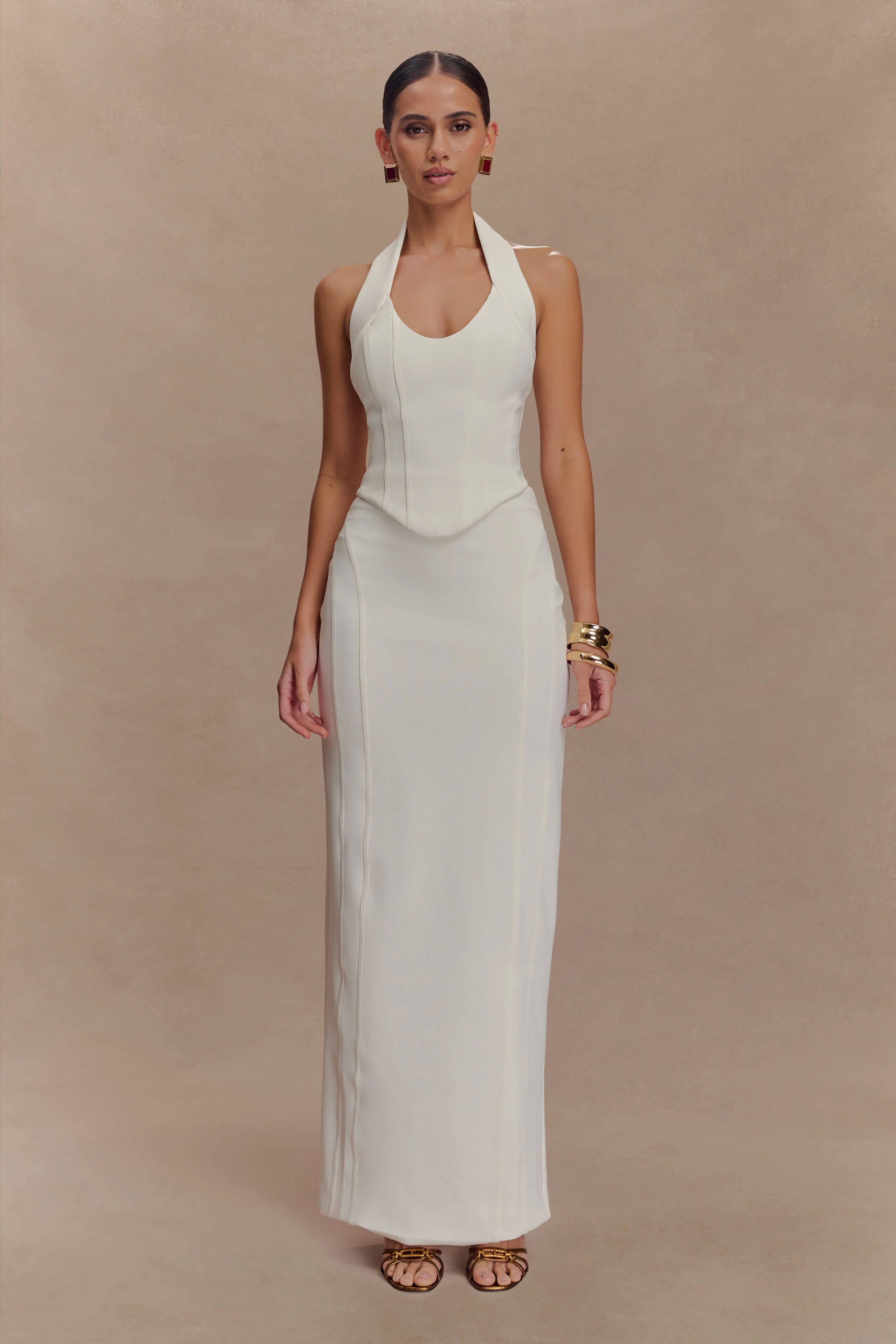 Alma High Waist Maxi Skirt - White