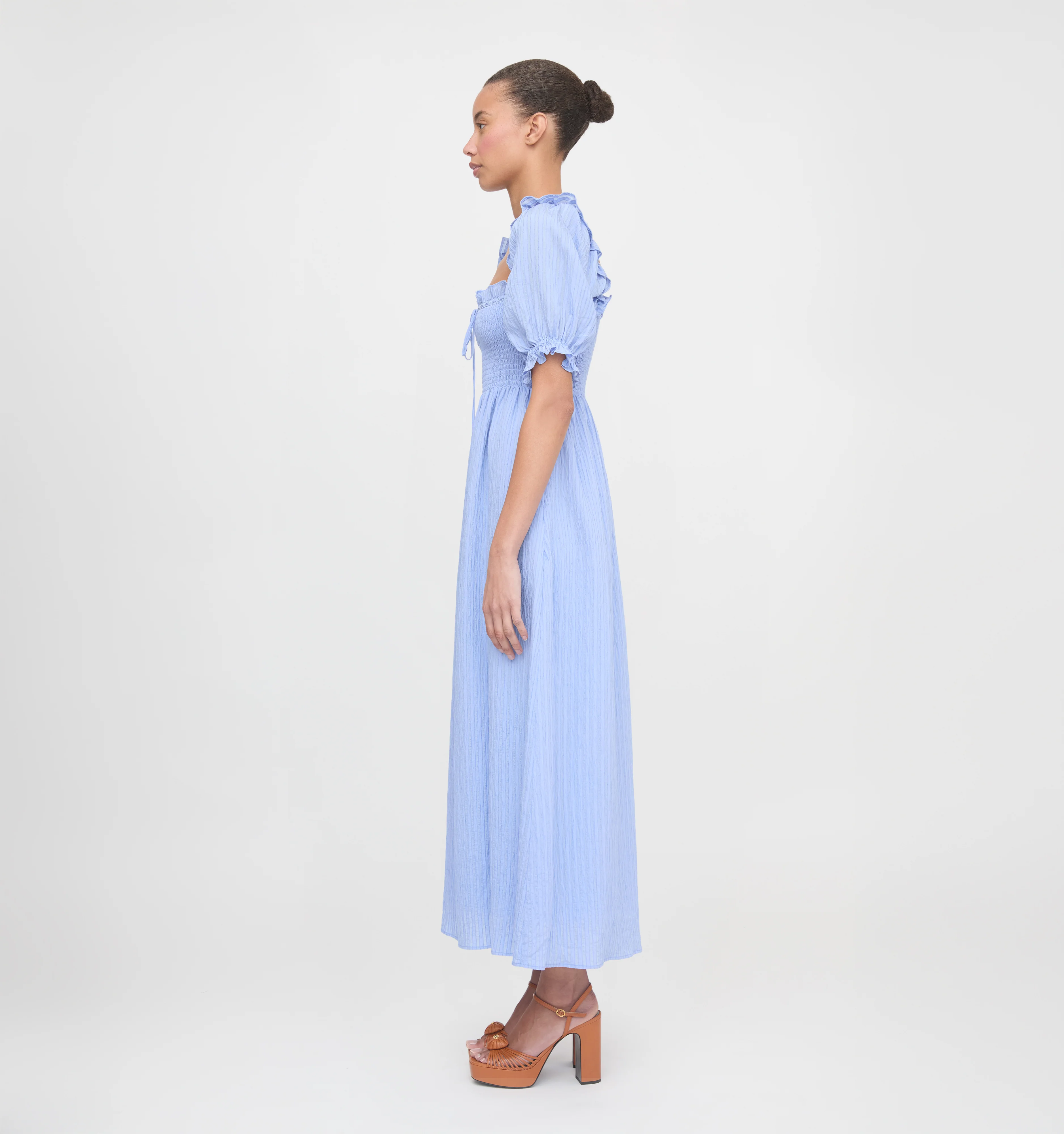 The Scarlett Nap Dress - Bluebird Tonal Seersucker