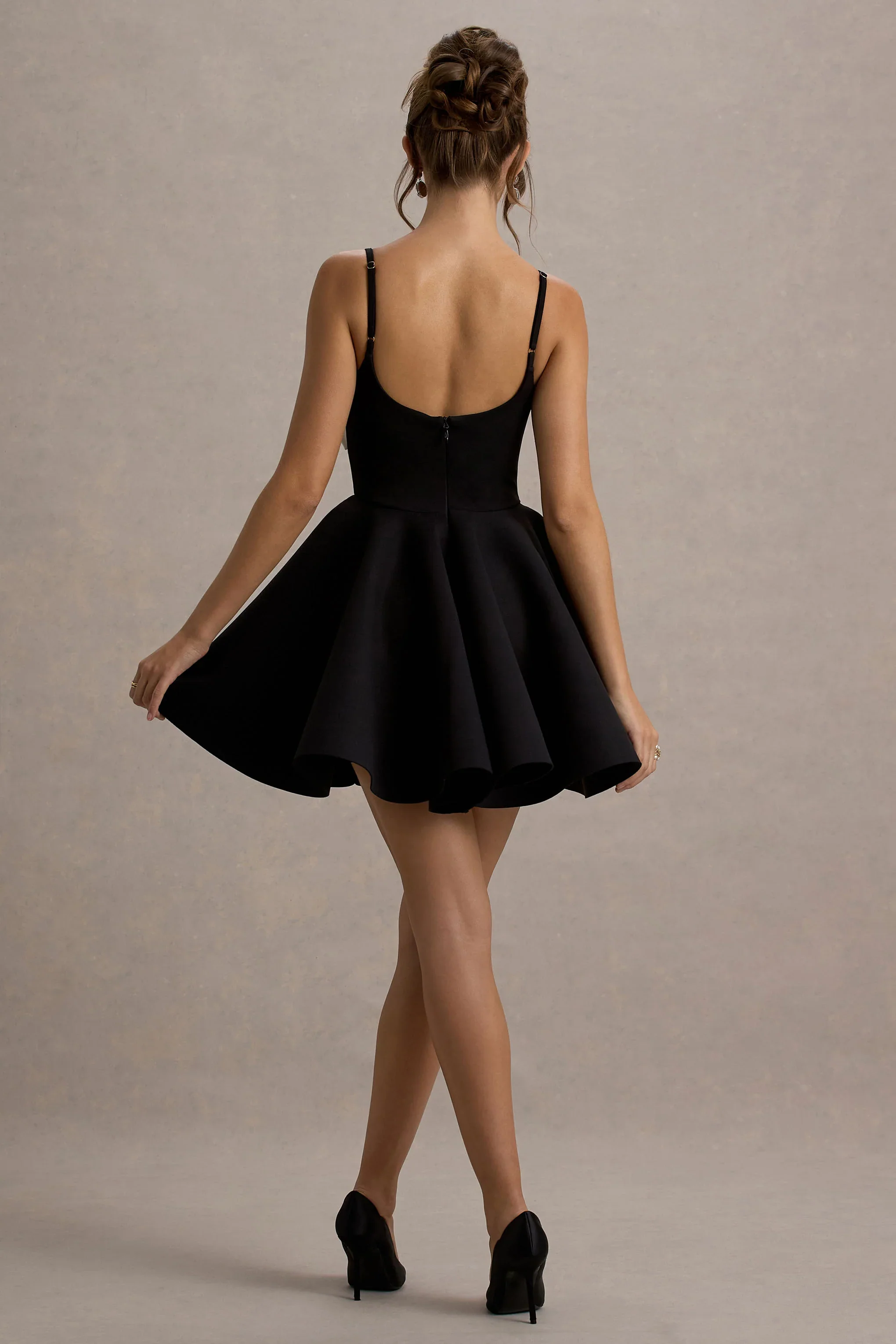 Yasmina | Black & White Bow Skater Mini Dress