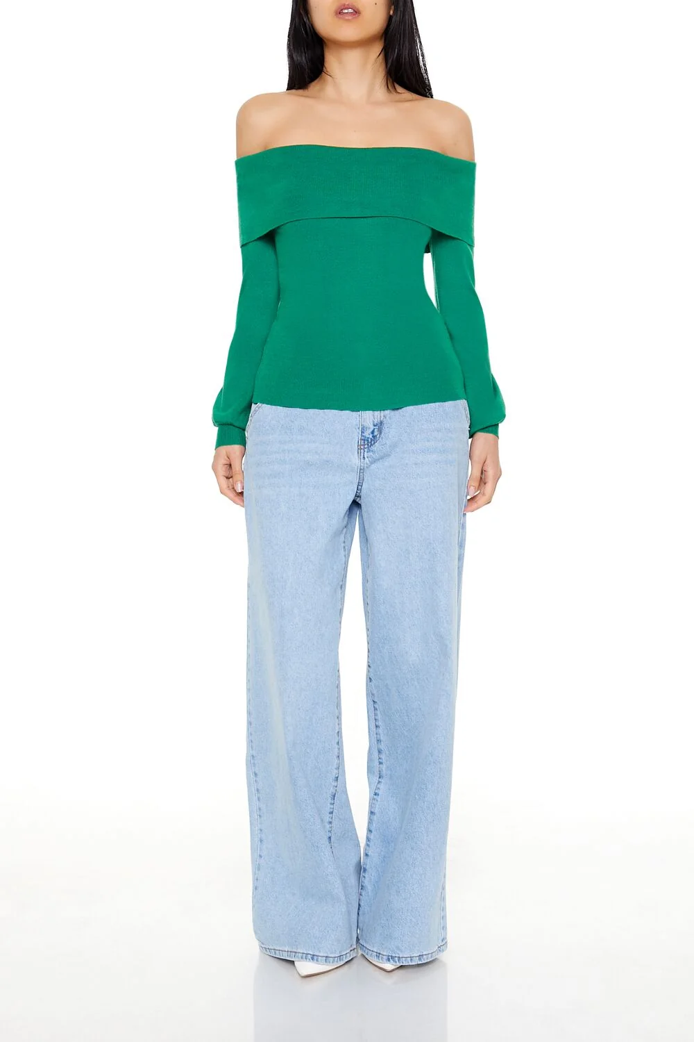 Fitted Off-the-Shoulder Sweater