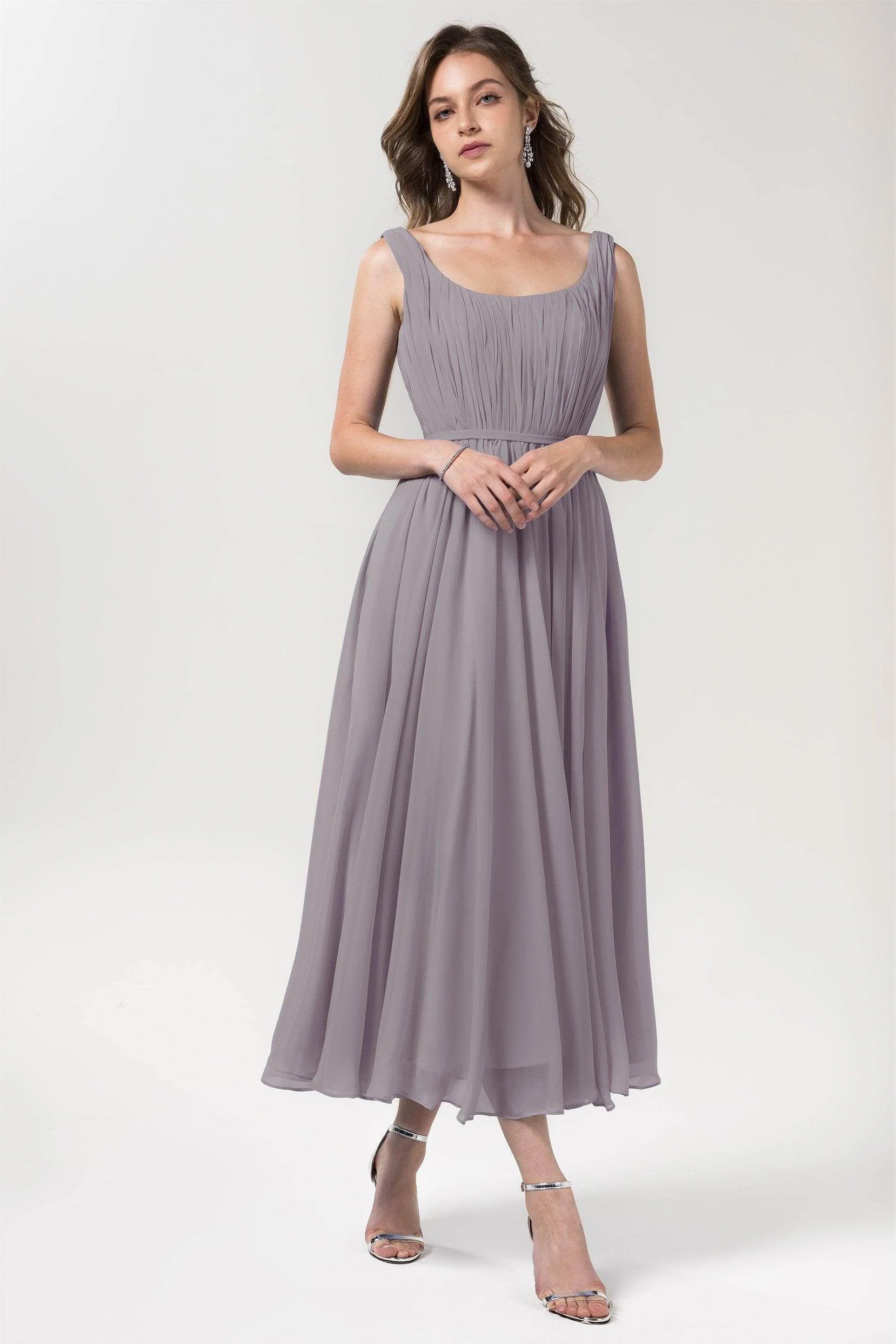 A-Line Tea Length Chiffon Bridesmaid Dress CB0555