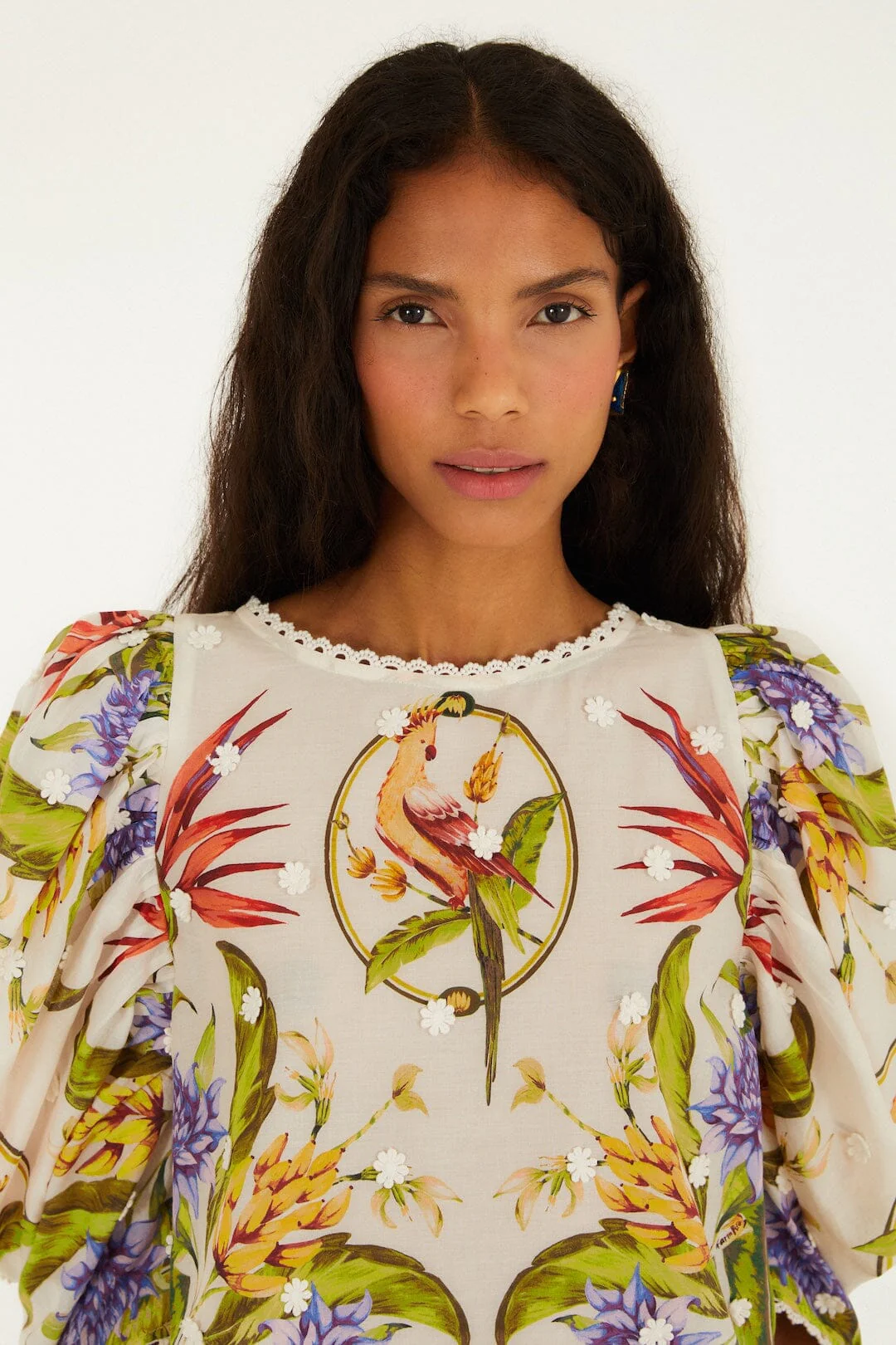 Sand Tropical Scarf Blouse