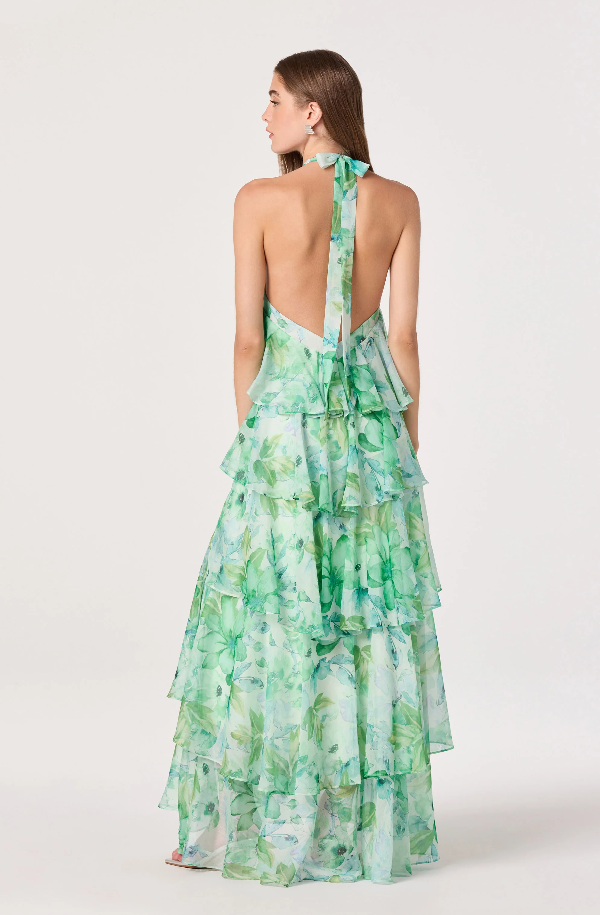Daiga Floral Halter Tiered Dress