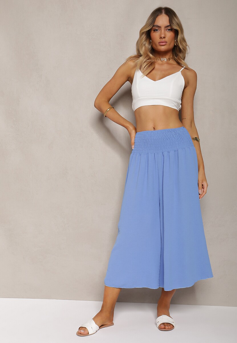 Pomarańczowe Spodnie Szerokie Luźne High Waist Inestria