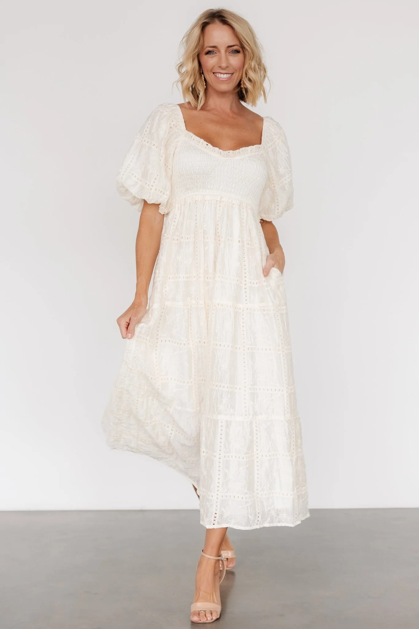 Colin Eyelet Dress | Cream