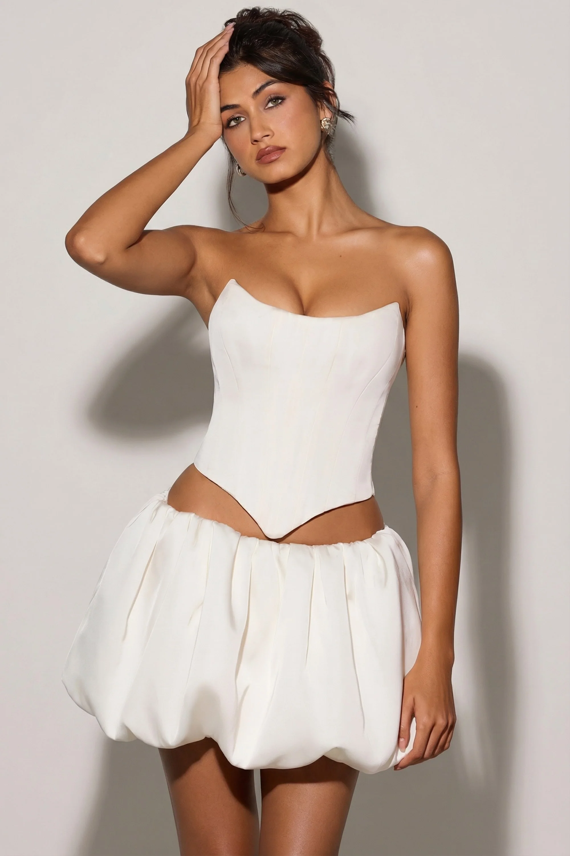 Bubble Hem Micro Mini Skirt in White