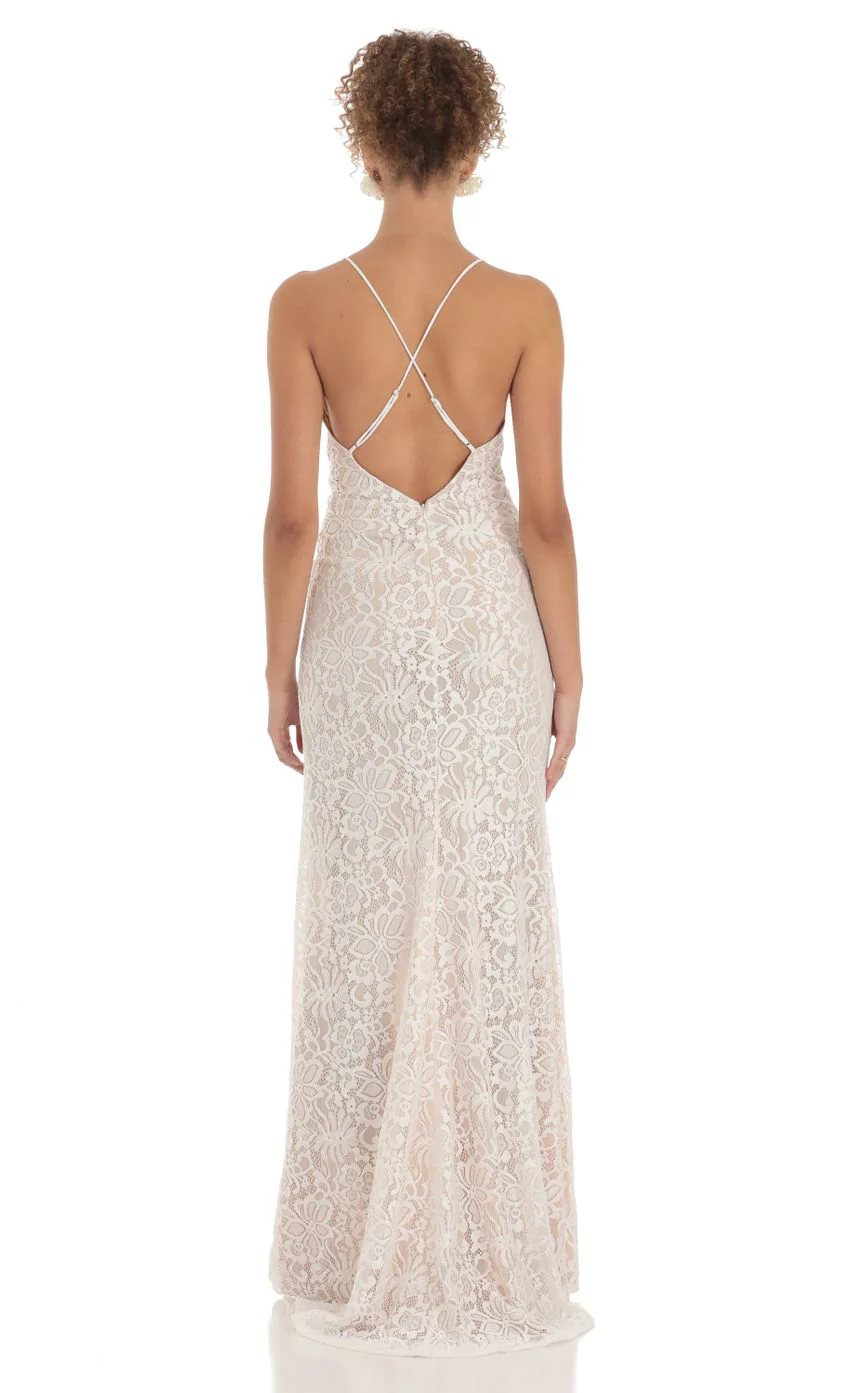 Lace Maxi Dress in White
