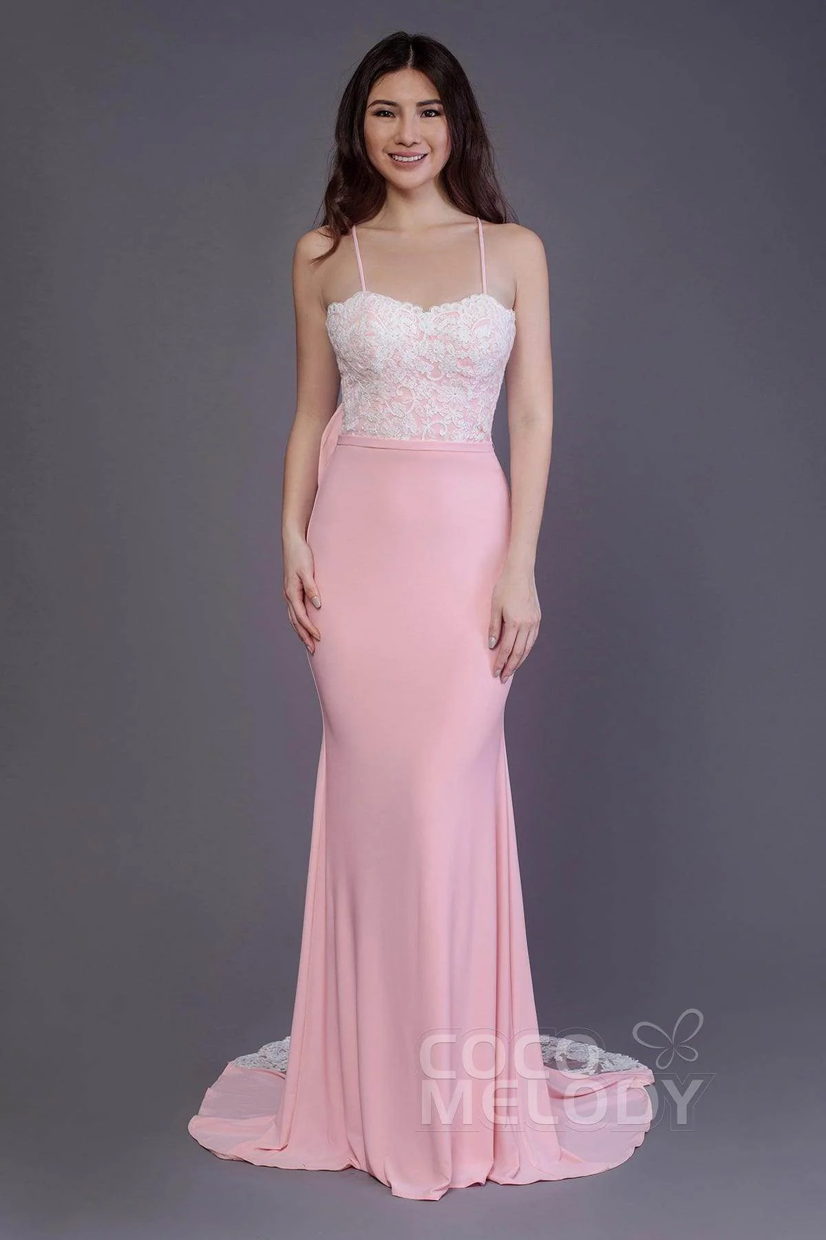 Mermaid Sweep Train Knitted Fabric Bridesmaid Dress PR3565
