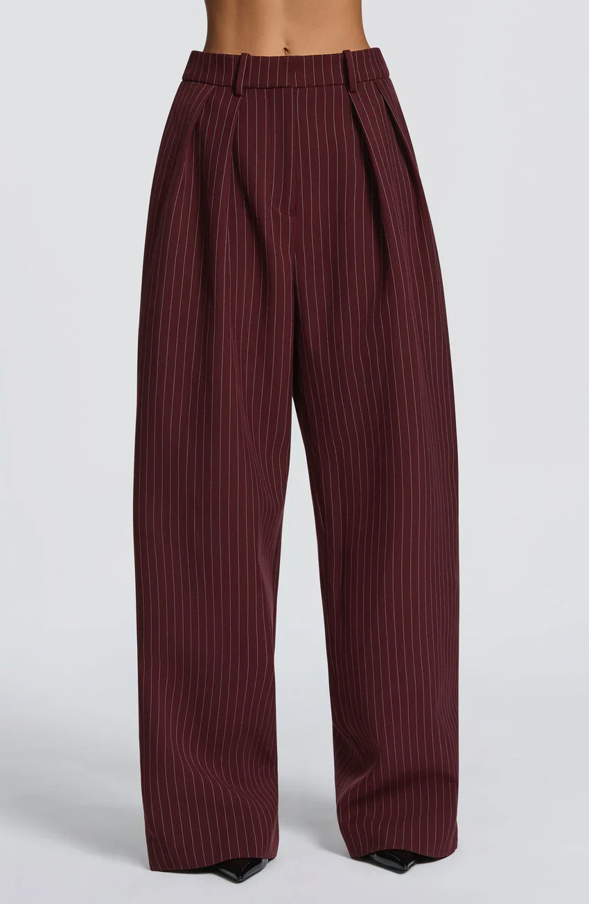 Kirsty Pants - Burgundy Pinstripe - luluinthesky