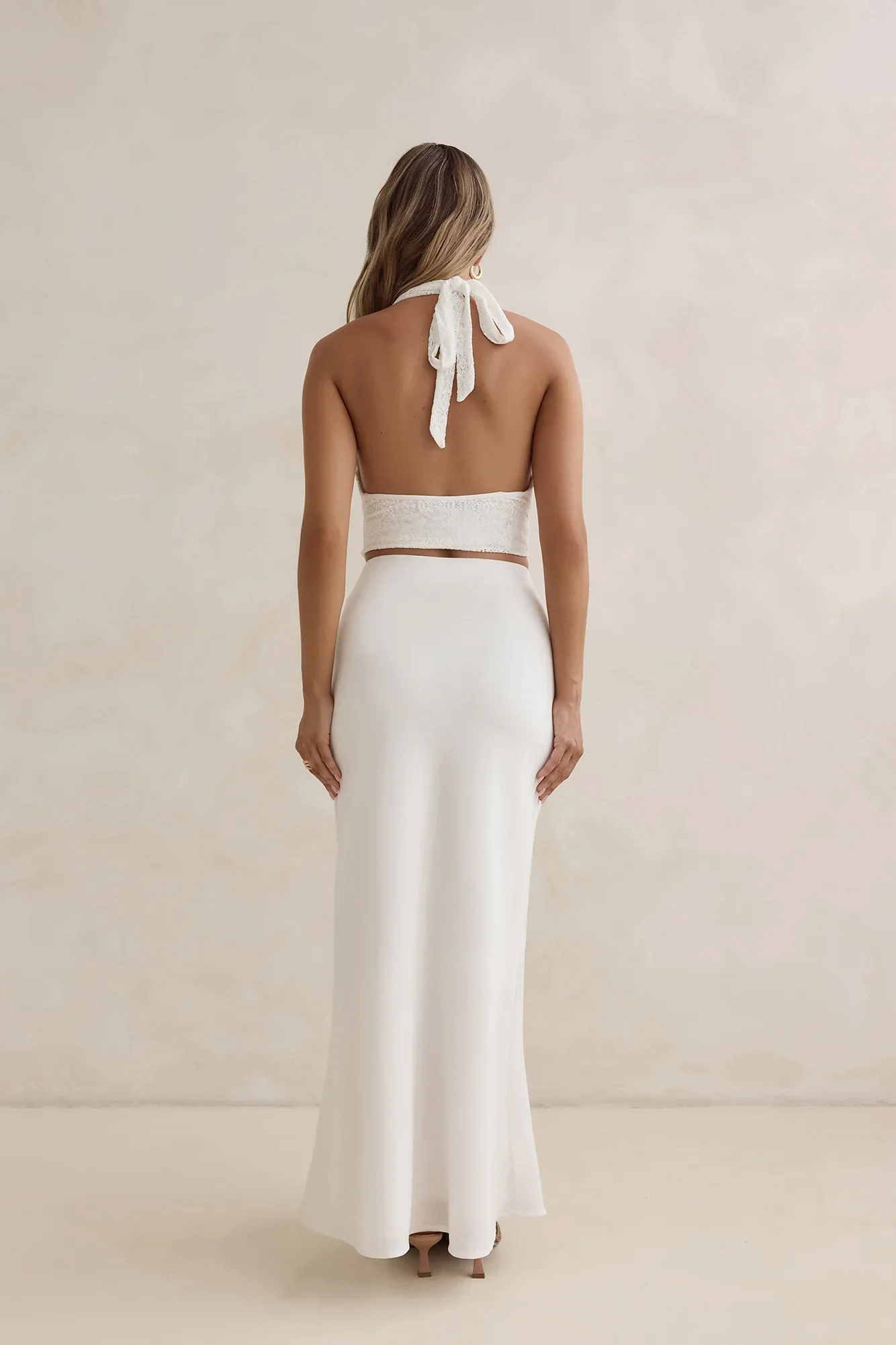 Sunset Drinks Linen Maxi Skirt White