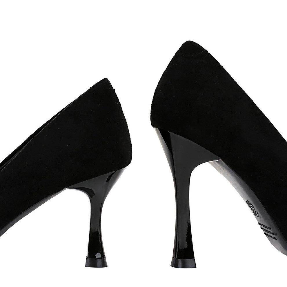 Black Suede Pointy Stiletto Heels 753837040195