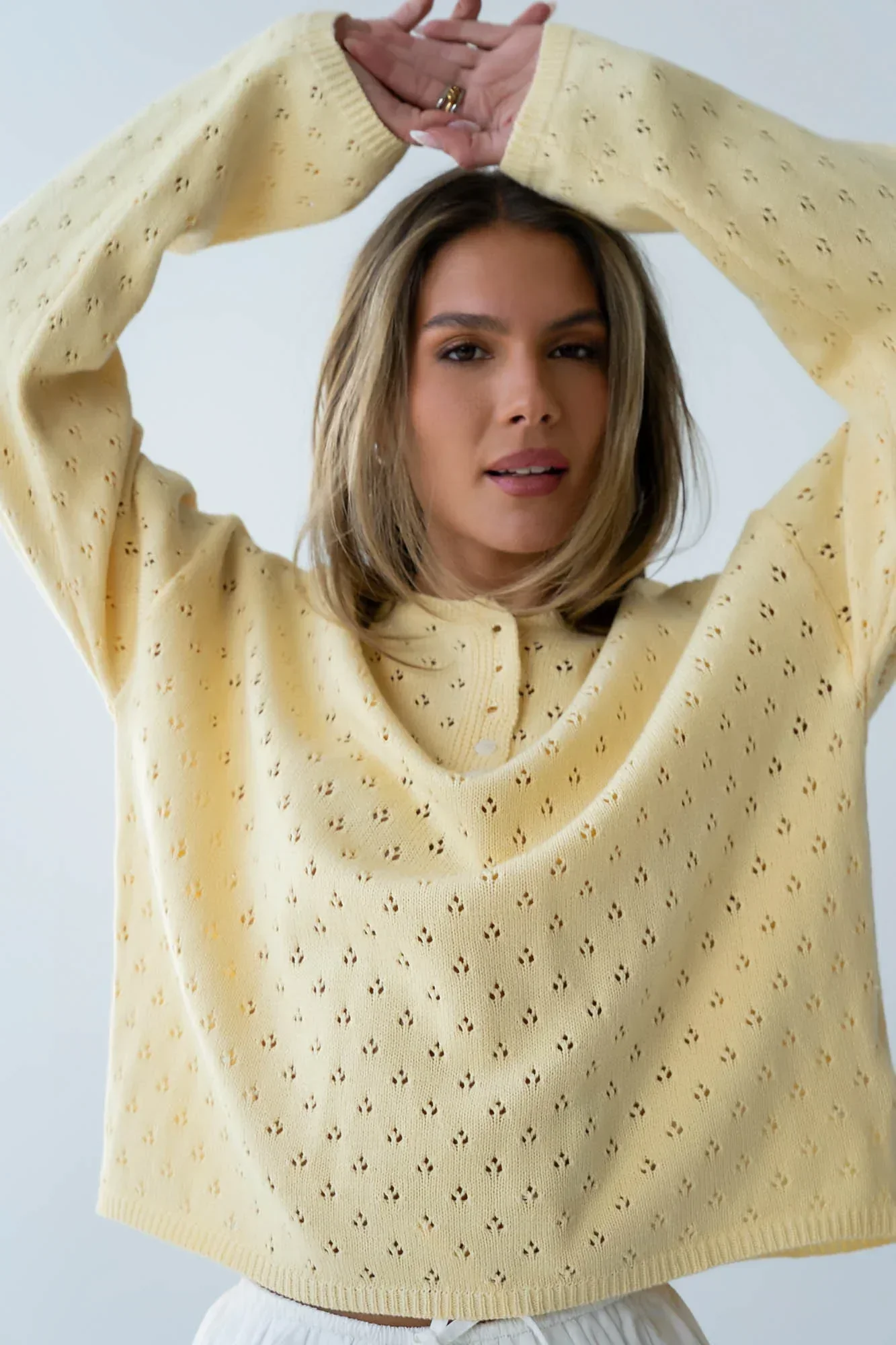 Margot Pointelle Sweater in Butter Yellow FINAL SALE