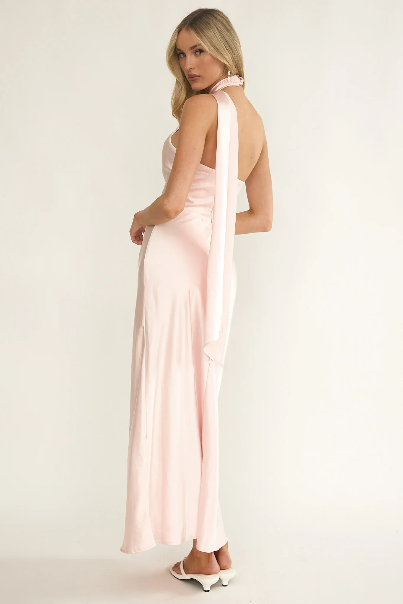 Alvara Crossover Halterneck Maxi Dress Pink