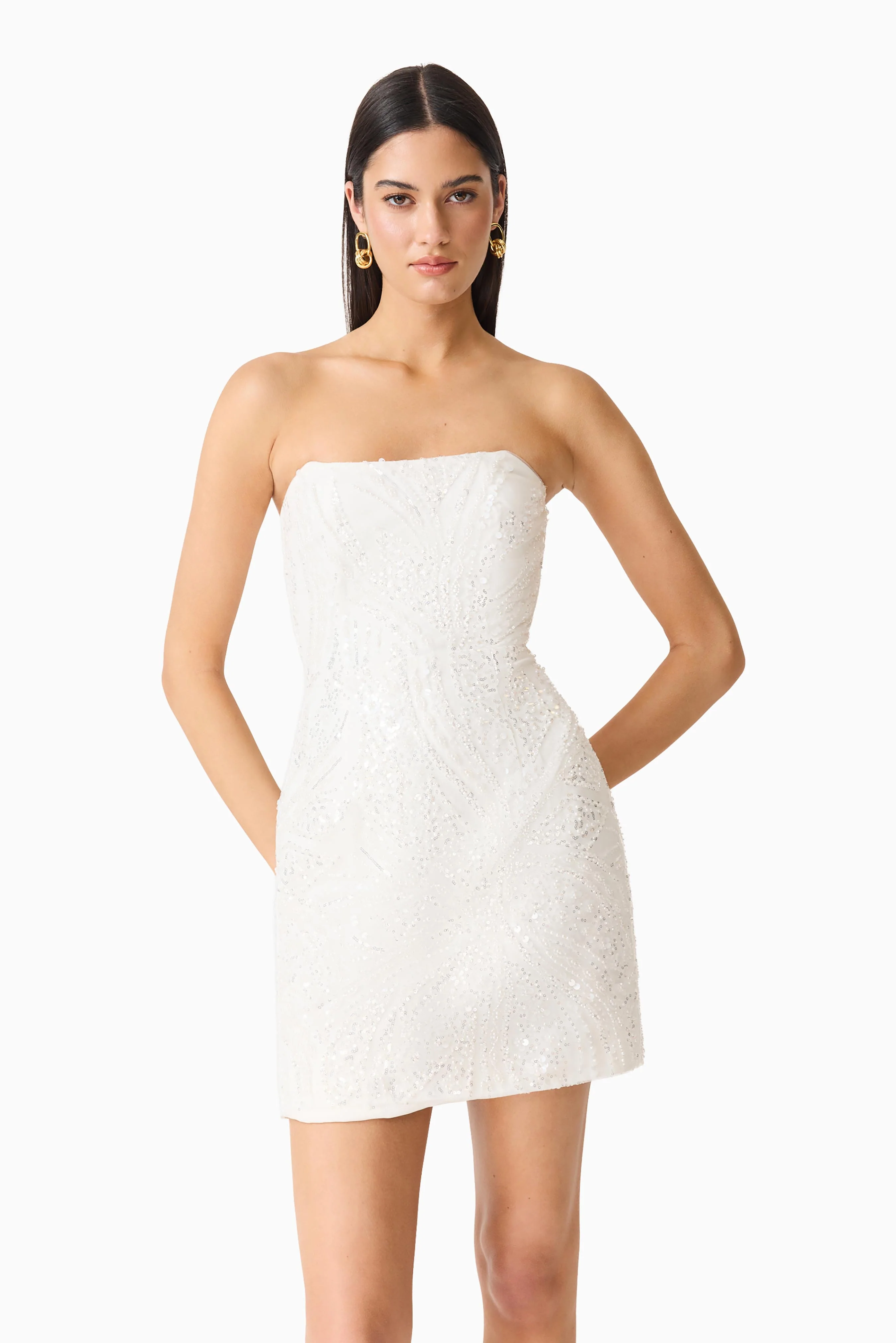 Daelia Strapless Mini Dress in White