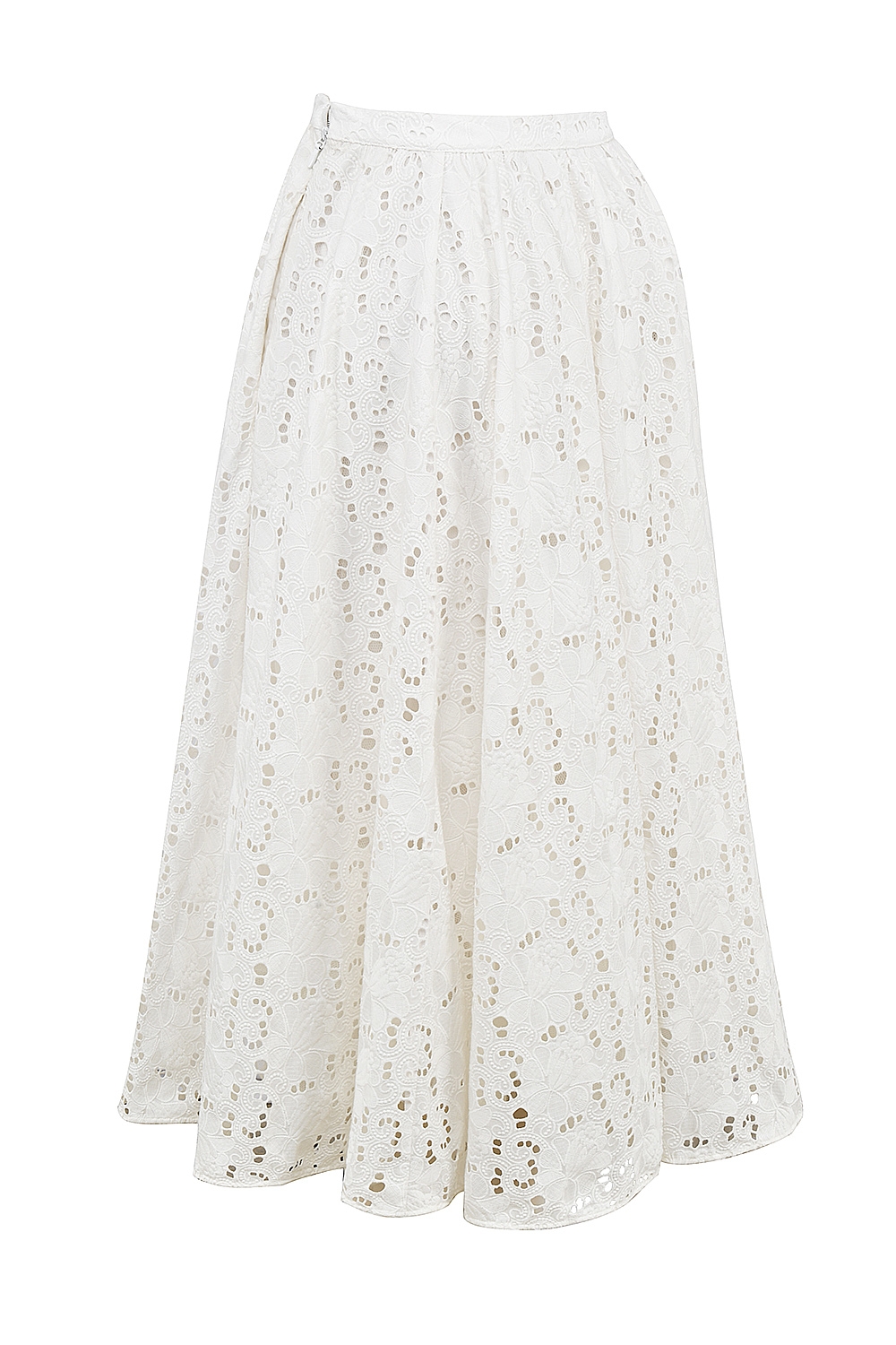 White Broderie Anglais Midi Skirt
